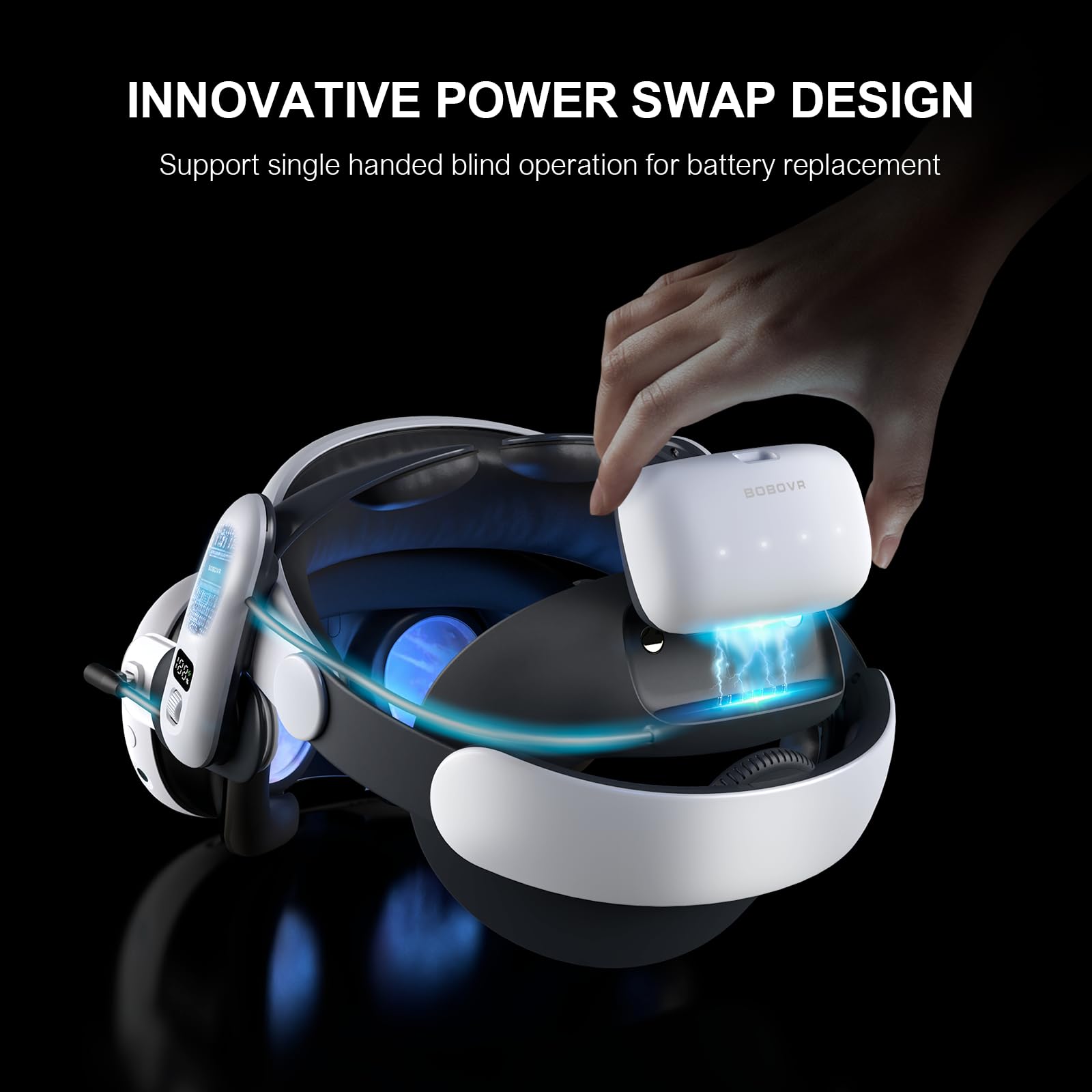 VR Headset Air Cooling Battery Strap with 10000mAh Hot-Swappable