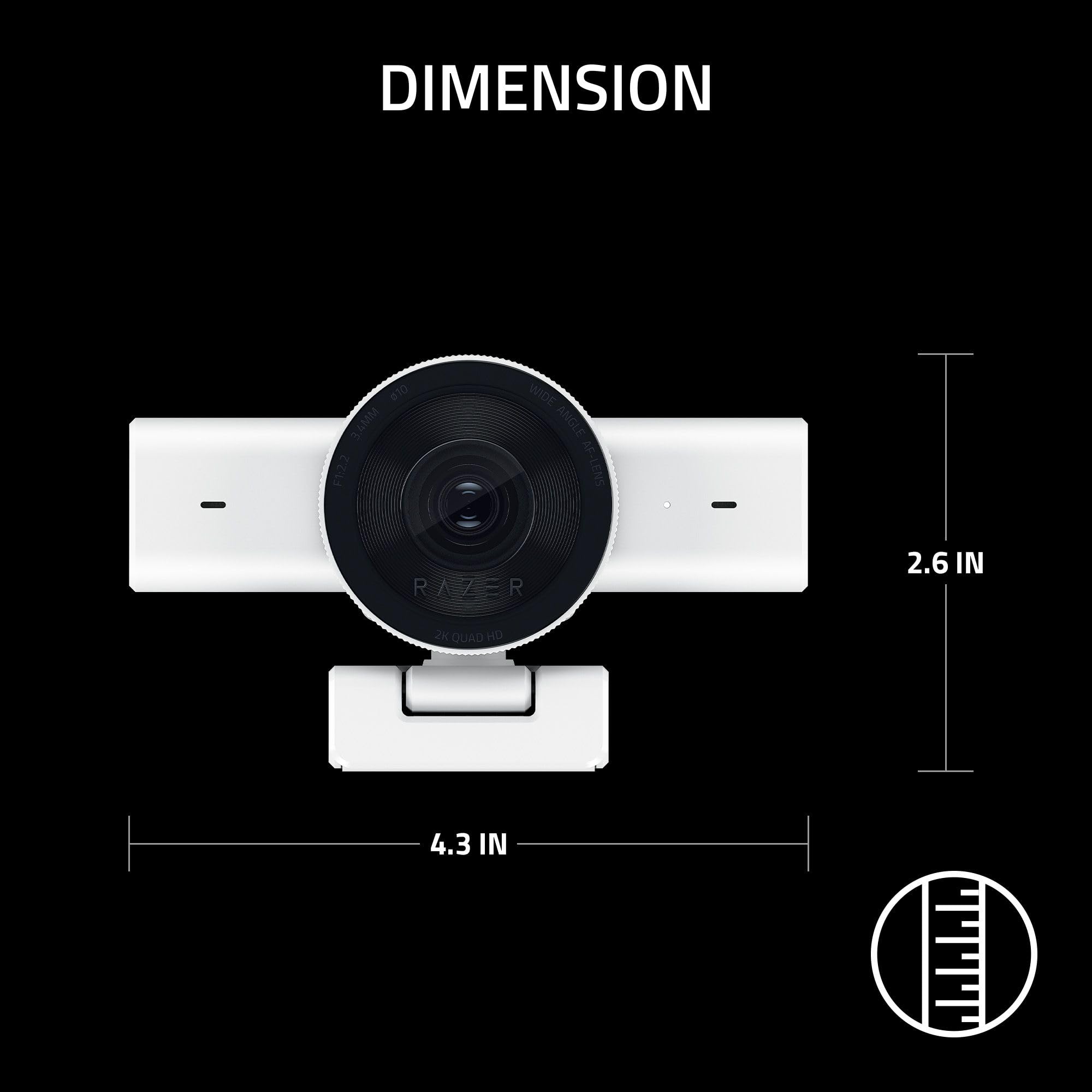 Razer Kiyo V2 X Streaming Webcam: 1440p 60 FPS - Auto Focus - Built-in Microphone - Wide Angle Lense - Integrated Privacy Shutter - Works with OBS, Xsplit, Streamlabs, Discord, Zoom, Teams - White