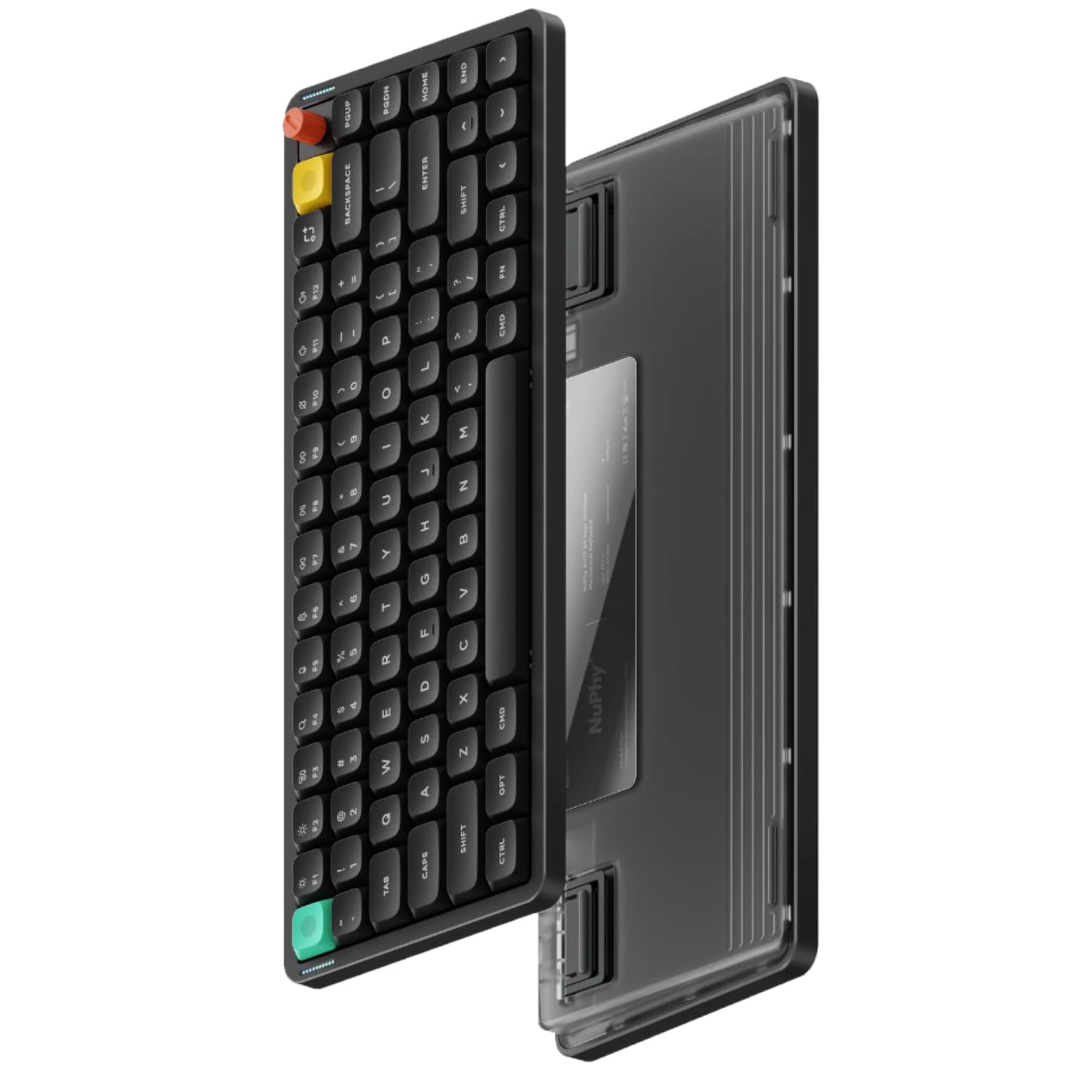 nuphy Air75 V3 Hot Swappable Wireless Mechanical Keyboard, 84 Keys 75% Custom Low Profile Keyboard with Knob, RGB Backlit, Gasket Mounted, Support Bluetooth/2.4GHz/USB-C,Black-Blush Nano