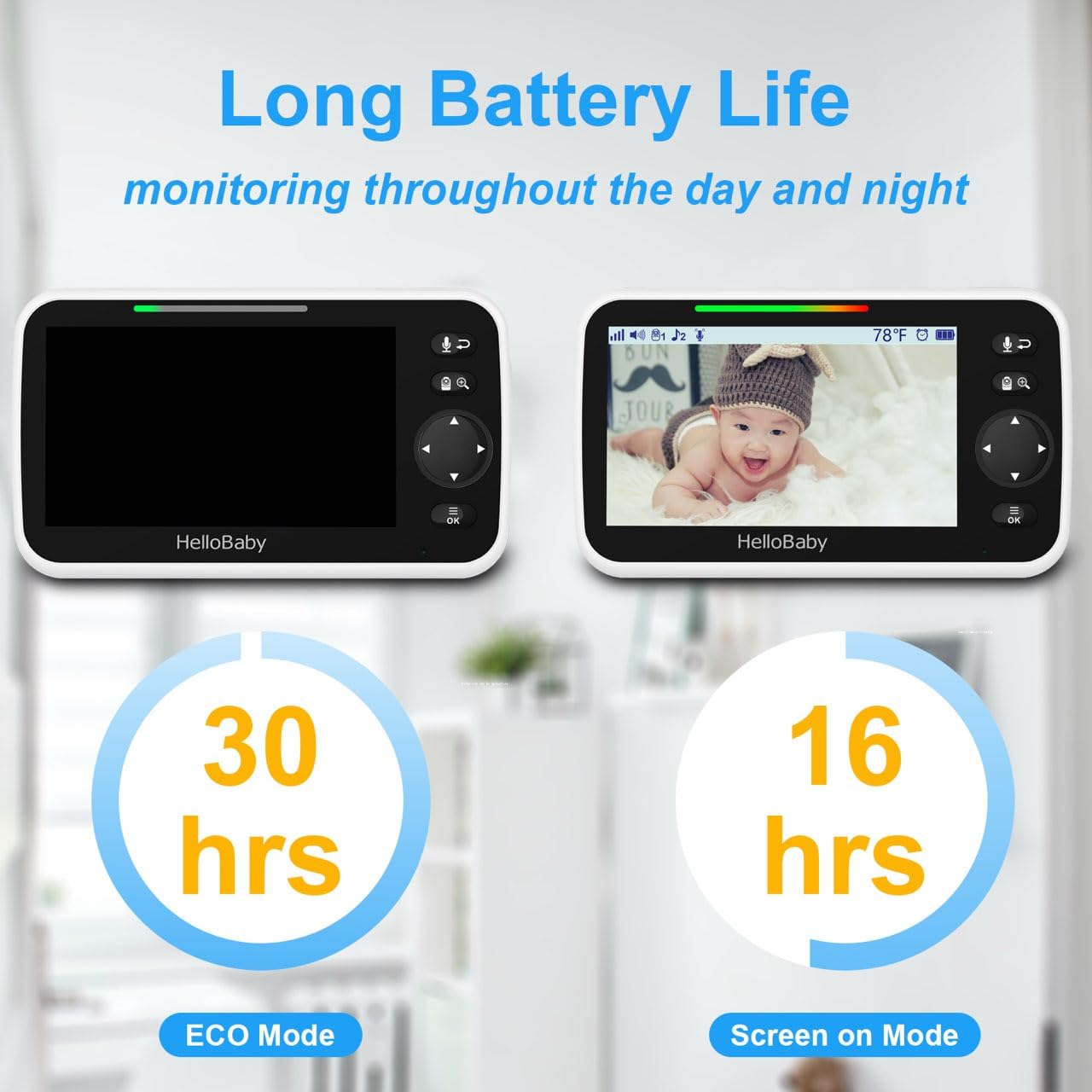 WiFi Olmayan Körpə Monitoru 5" Ekran Pan-Tilt-Zoom Kamera ilə