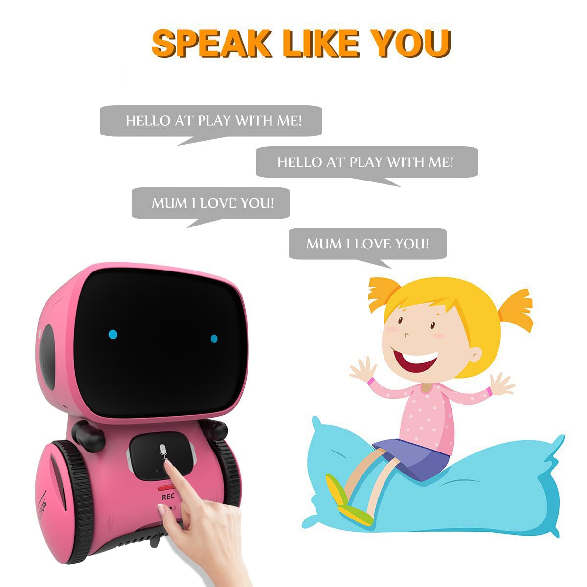 98K Robot Toys for Girls and Boys Rechargeable, Touch and Voice Control Robots Interactive Talking Smart Partner and Teacher with Singing, Dancing, STEM Toy Gifts for Kids Age 3 and Up