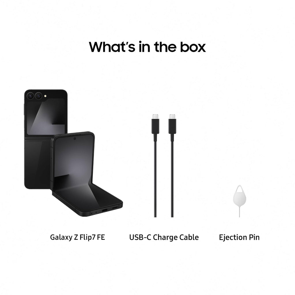 Samsung Galaxy Z Flip7 FE Cell Phone, 256GB AI Smartphone, Unlocked Android, Long Battery Life, 2025, US 1 Yr Manufacturer Warranty, Black