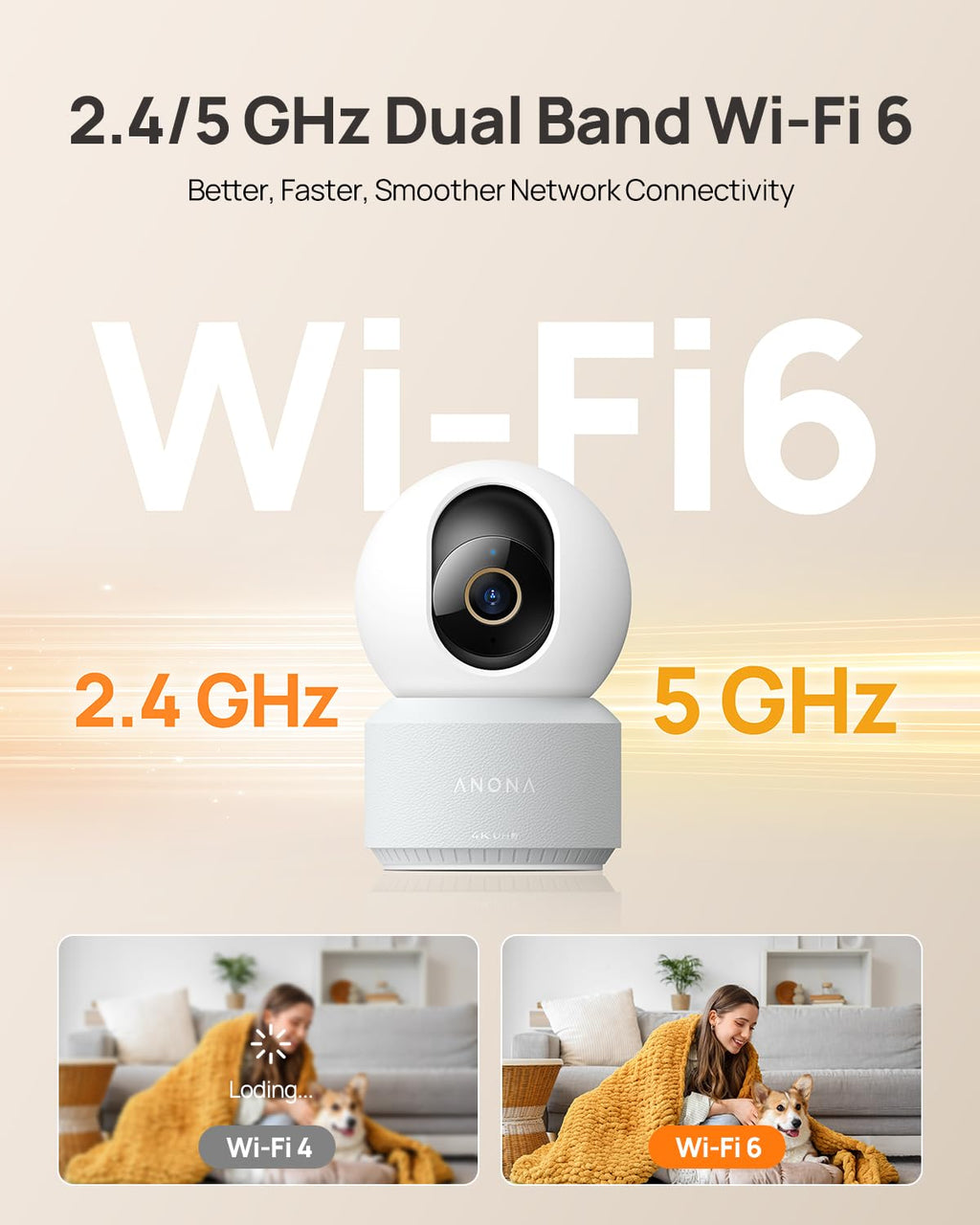 AI Aşkarlama Pan ilə 4K UHD Daxili Təhlükəsizlik Kamerası