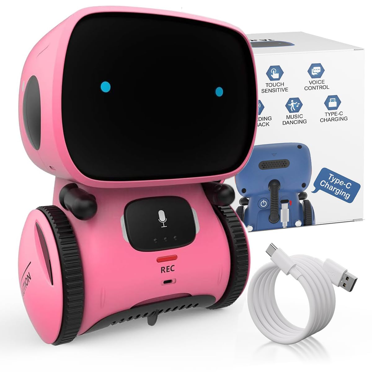 98K Robot Toys for Girls and Boys Rechargeable, Touch and Voice Control Robots Interactive Talking Smart Partner and Teacher with Singing, Dancing, STEM Toy Gifts for Kids Age 3 and Up