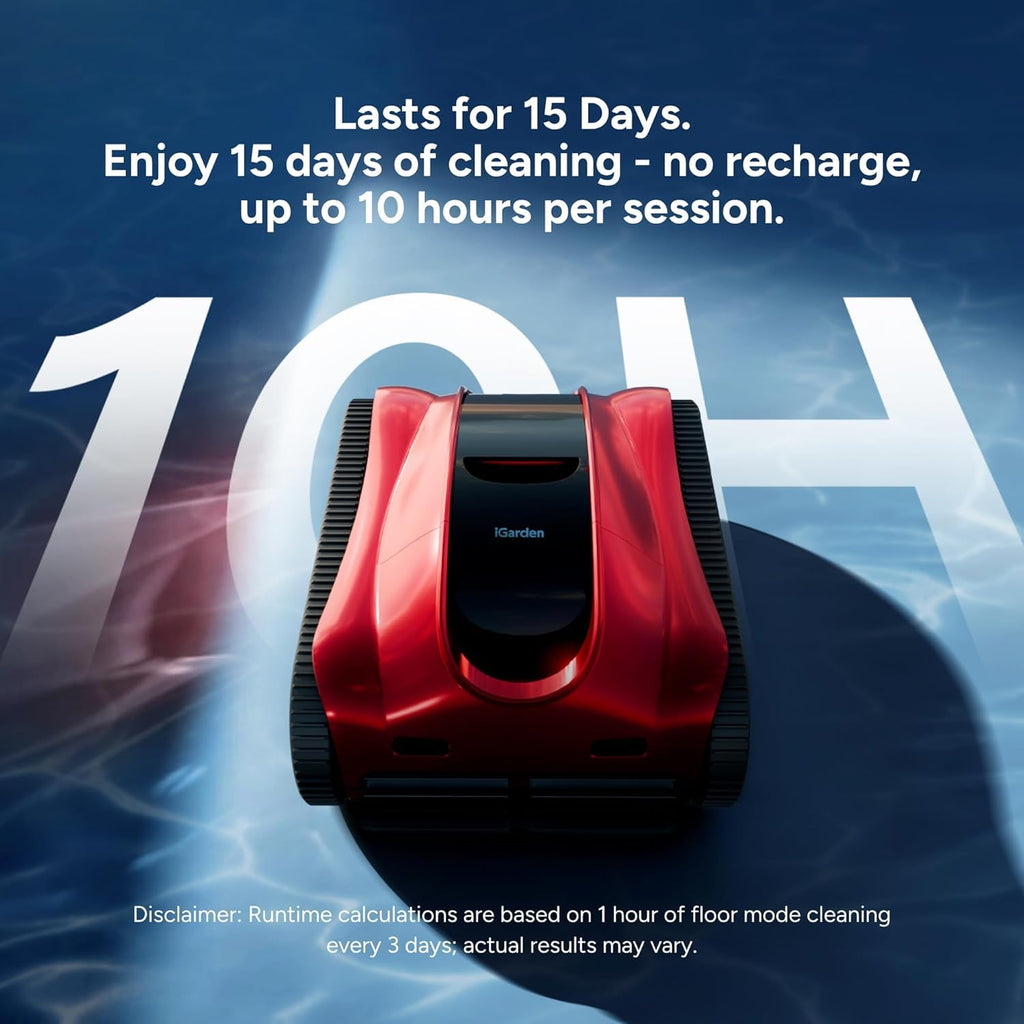 (2026 Upgrade) iGarden Pool Cleaner K Pro, 10H Runtime, Cordless Robotic Pool Vacuum for Inground Pools, 200% Turbo Suction, Smart Navigation, Touchscreen & APP, 4L Large Basket, Auto-Parking