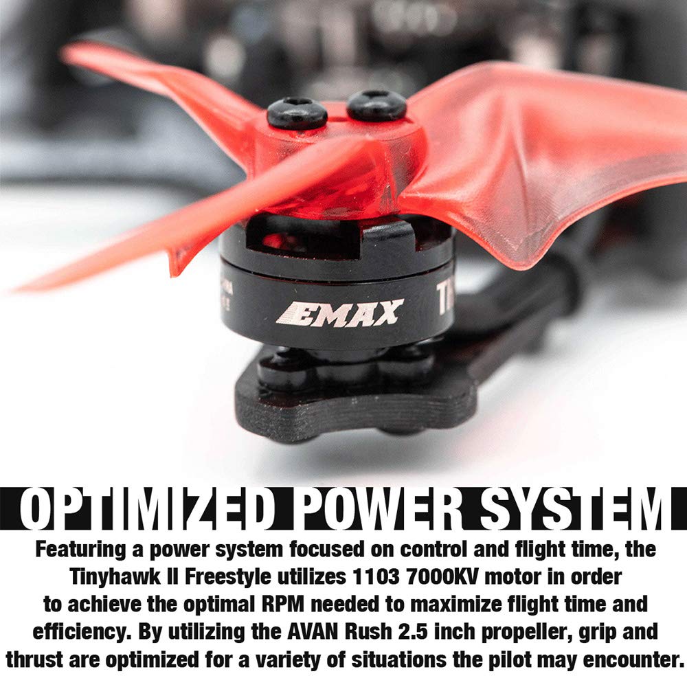 EMAX Tinyhawk II Freestyle BNF FPV Racing Drone with 120km/h High Speed, 5A ESC, 7000KV Brushless Motor, RunCam Nano2 700TVL, 37CH, 25/100/200mW VTX Power