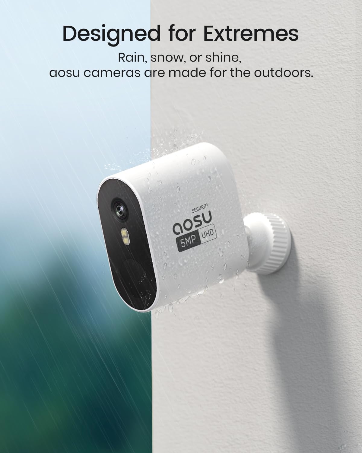 aosu 3K/5MP Security Cameras Outdoor Wireless Home Surveillance System, Solar Powered, 166° Ultra-Wide-Angle, HD Color Night Vision, Spotlight & Siren Alarm, Motion Alert, Easy Setup, 4-Cam-Kit