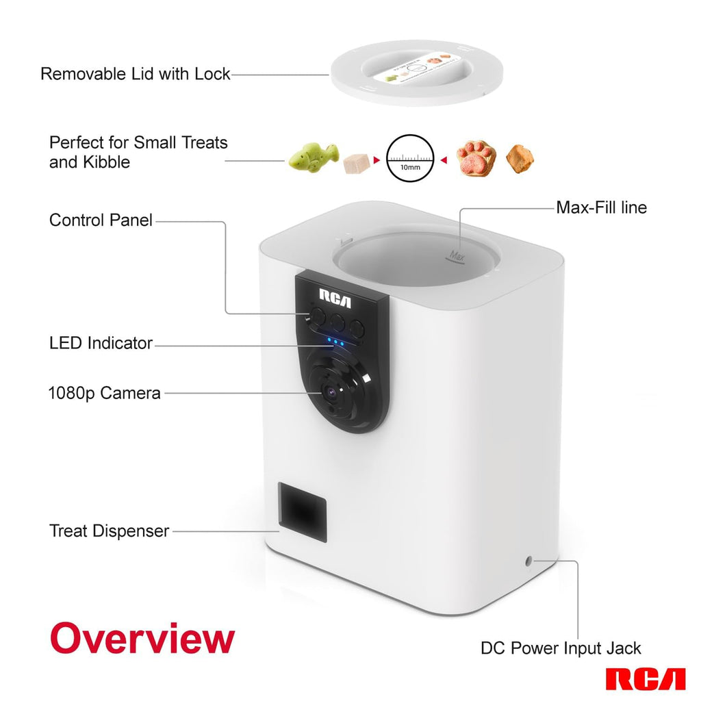 RCA WiFi Pet Treat Dispenser Camera 1080p PF147WH