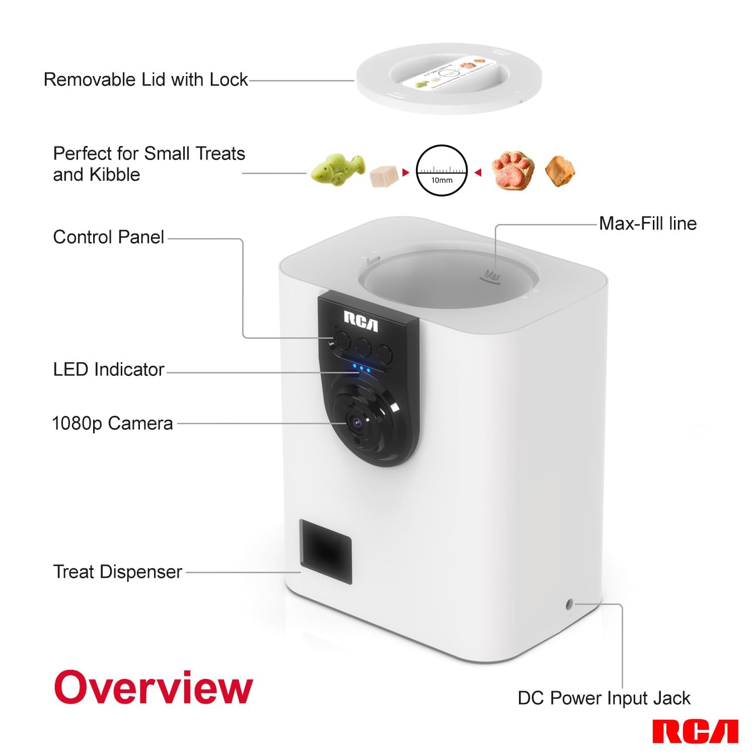 RCA WiFi Pet Treat Dispenser Camera 1080p PF147WH