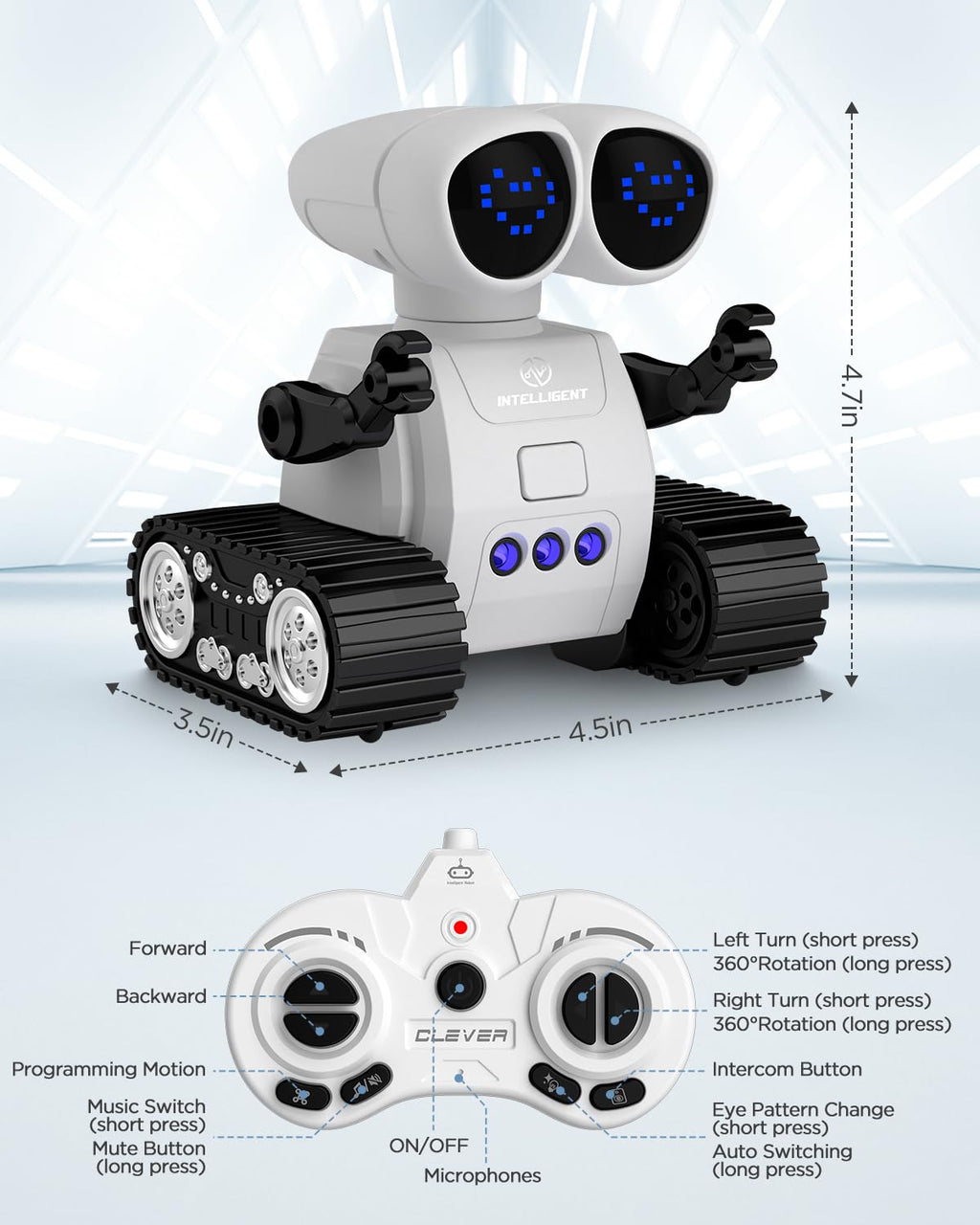 Rechargeable Remote Control Robot with Walkie Talkies for Kids
