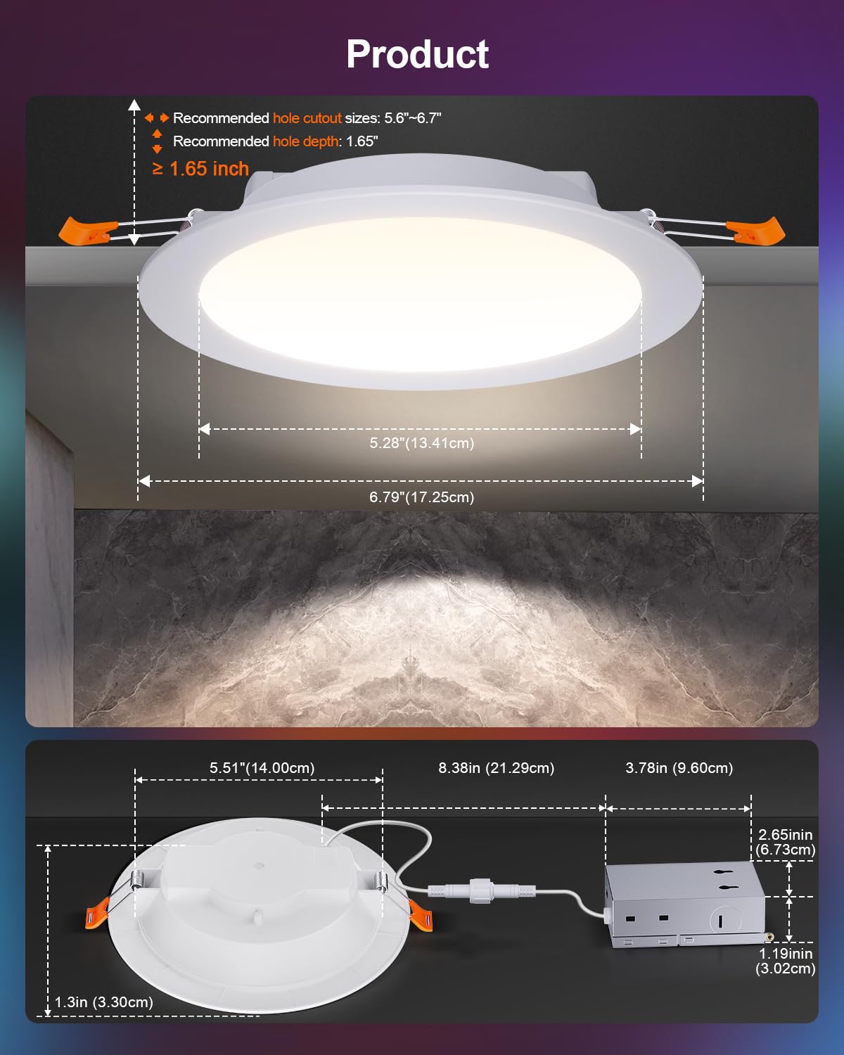 Smart RGBCW Recessed Lights Alexa App Control 6 Inch
