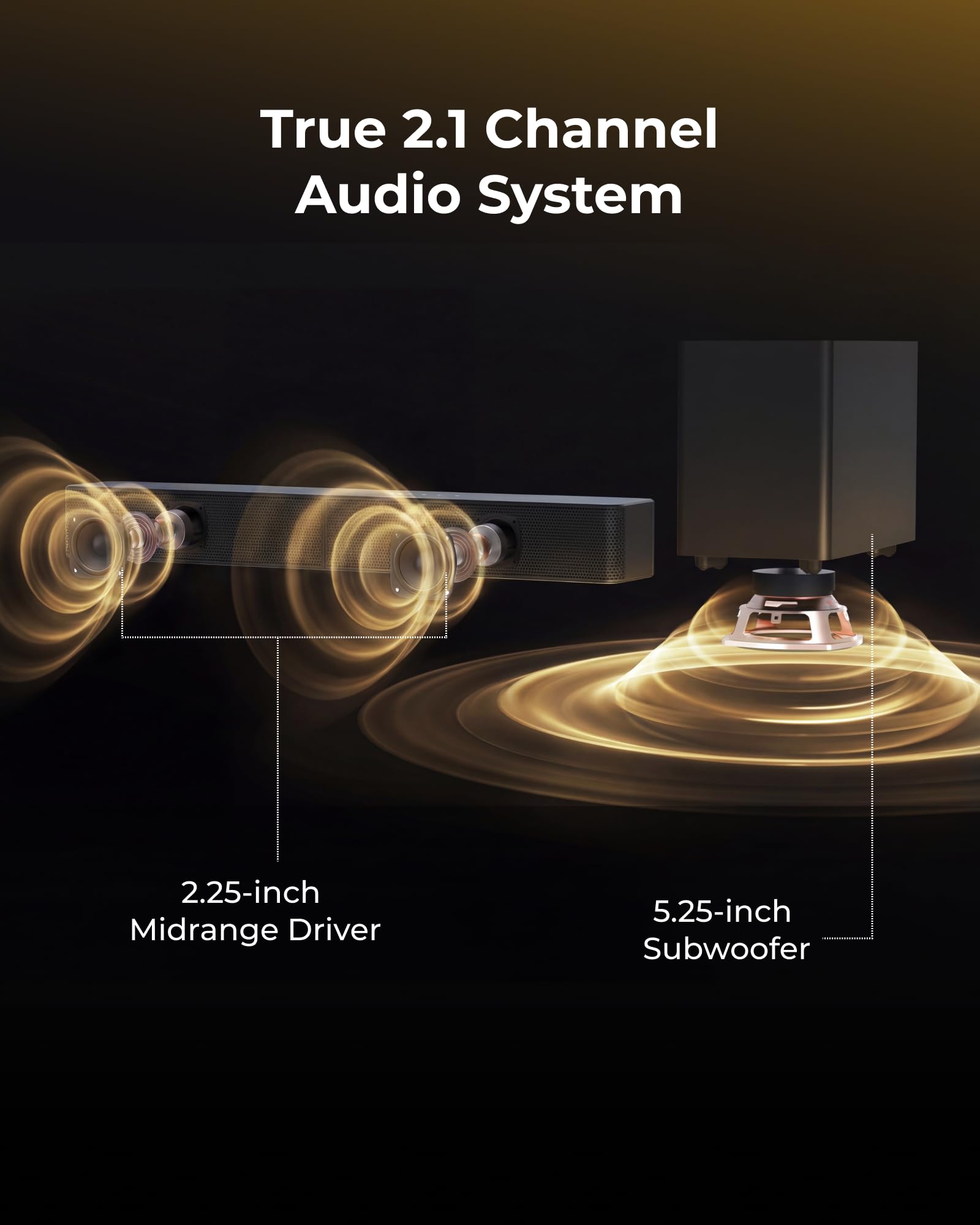 ULTIMEA Sound Bar with Wireless Subwoofer for Deep Bass