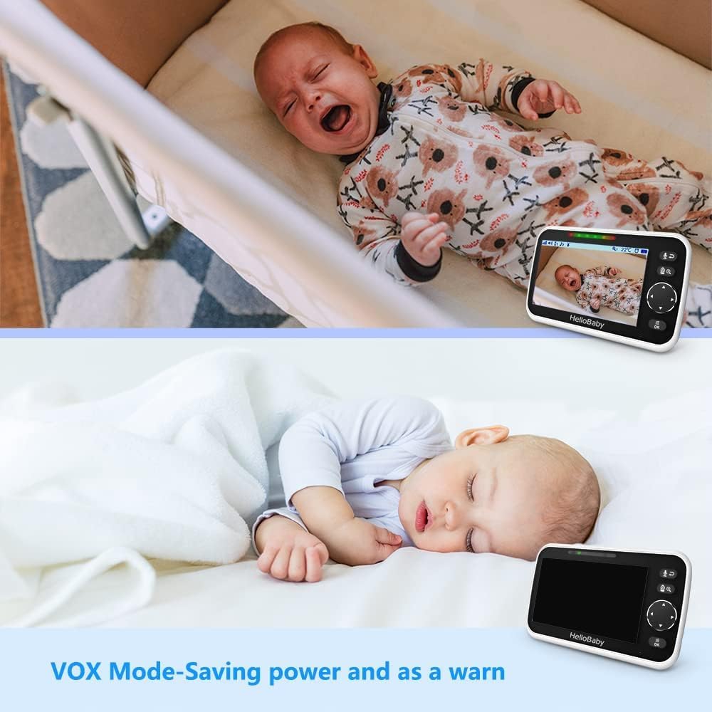 HelloBaby 5" Baby Monitor with 30-Hour Battery, 2 Cameras
