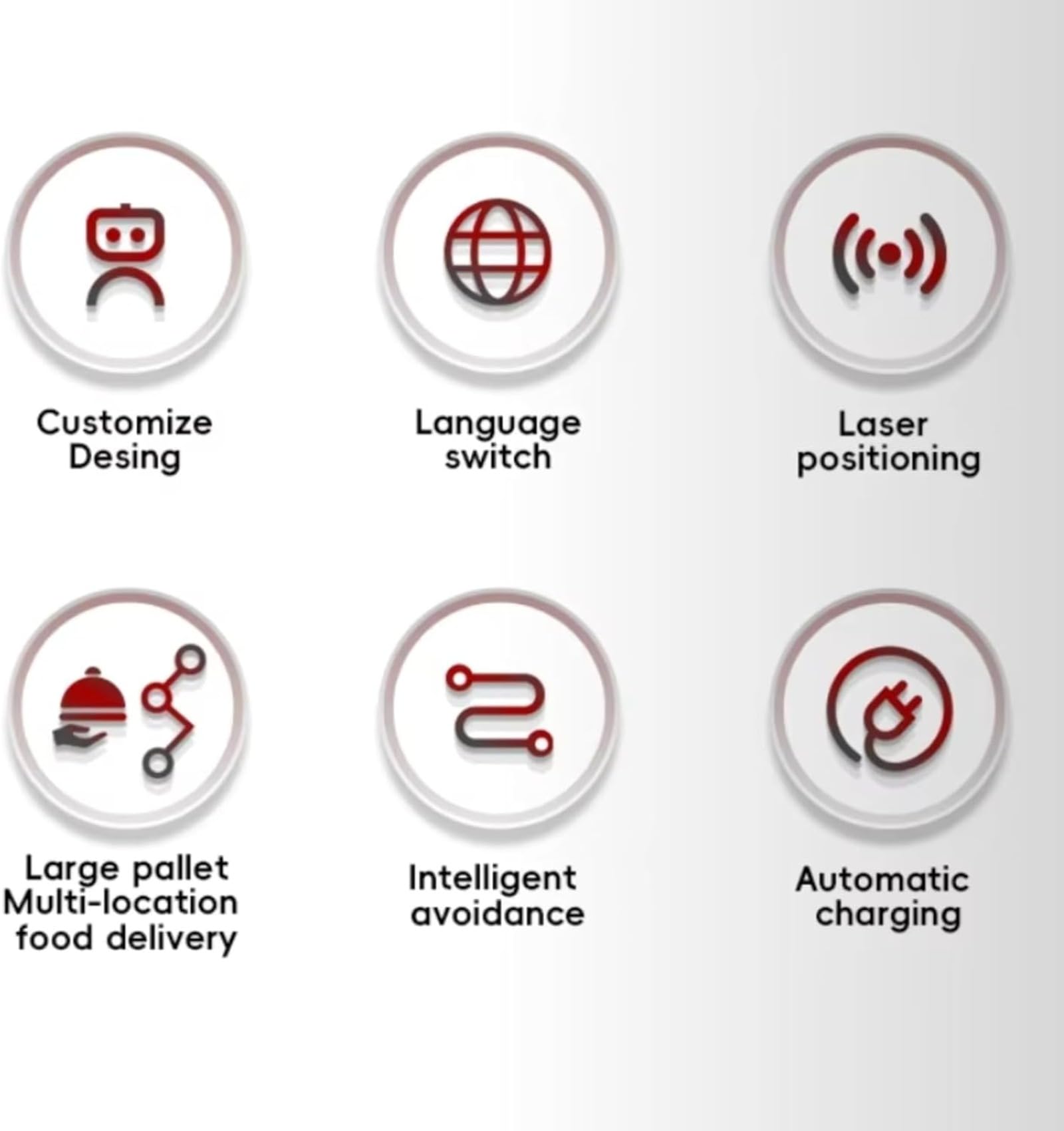 AI Autonomous Food Delivery Robot with Touchscreen R-2000