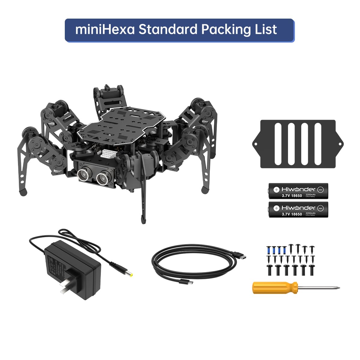 18DOF Hexapod Robot for Arduino Programming, Spider Walking Crawling Self-Balancing AI Vision Voice Control Obstacle Avoidance, STEM Education Open Source Robot with Tutorials, miniHexa Standard Kit