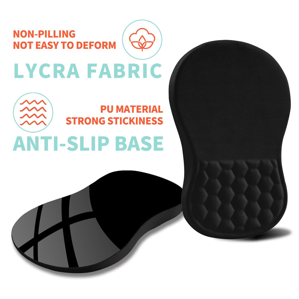 Эргономичный коврик для мыши Kuosgm с упором для запястья с эффектом памяти и массажной выпуклостью, подставка для запястья для мыши для облегчения боли при запястном туннельном синдроме (12x8 дюймов, черный)