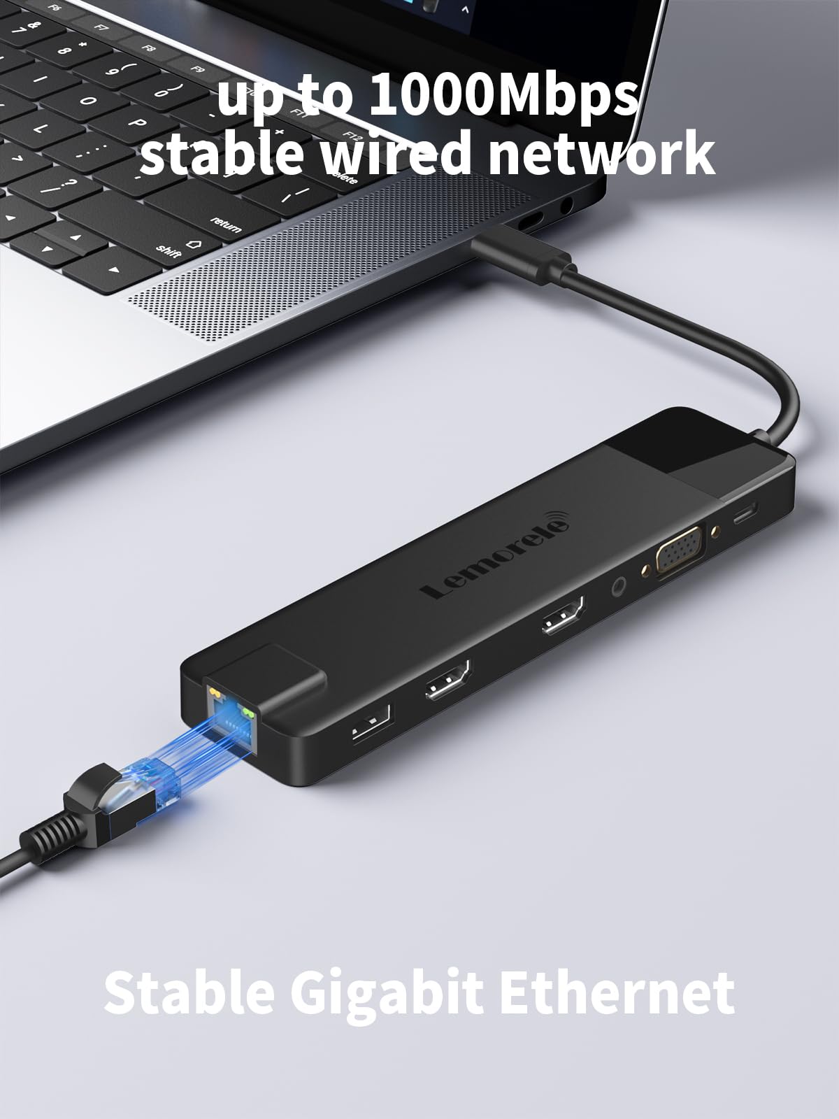 Lemorele 13 in 1 USB C Docking Station for Triple Monitors, Dual 4K HDMI, 1000M RJ45, VGA, 4 USB 3.0/2.0, SD/TF, 3.5MM Audio, USB C 3.0, 100W PD, Compatible with Type C Laptops