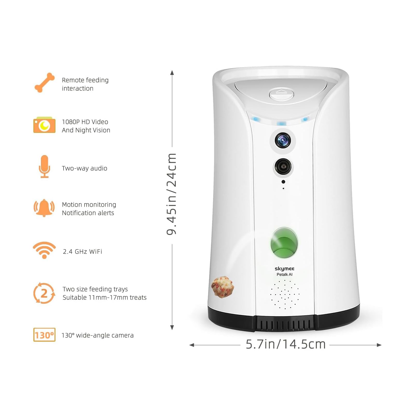 Dog Camera Treat Dispenser with Two-Way Audio and Night