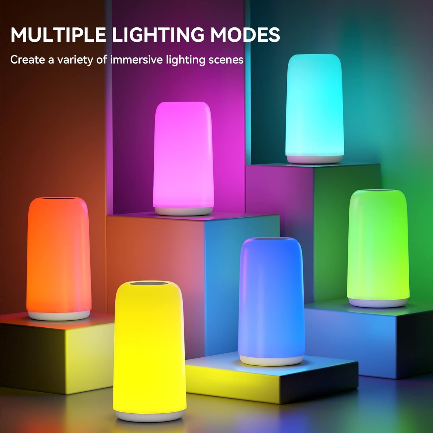 Schlanke RGB Touch Nachttischlampe mit dimmbarem Licht