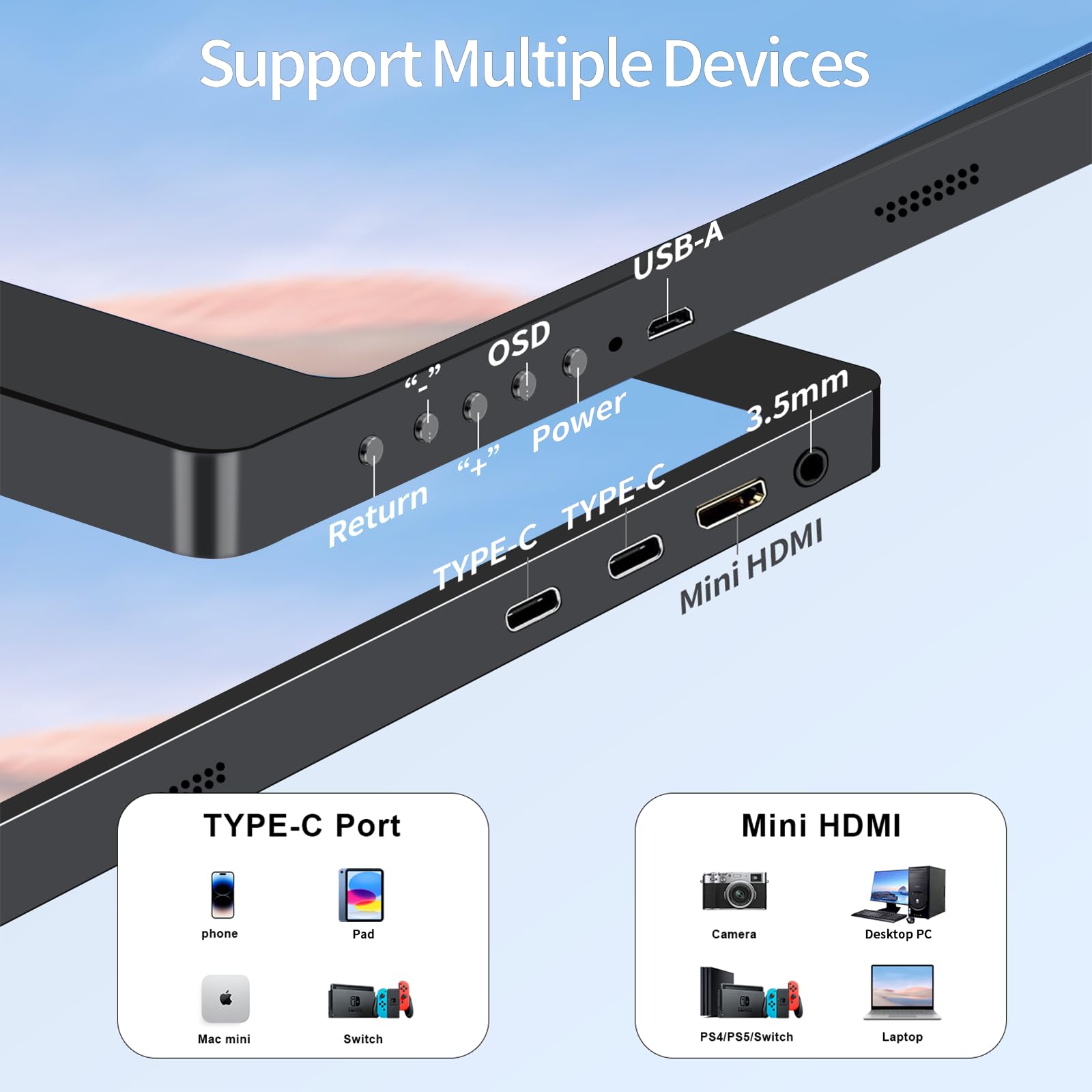 17.3" 2.5K 144Hz Portable Gaming Monitor USB-C HDMI