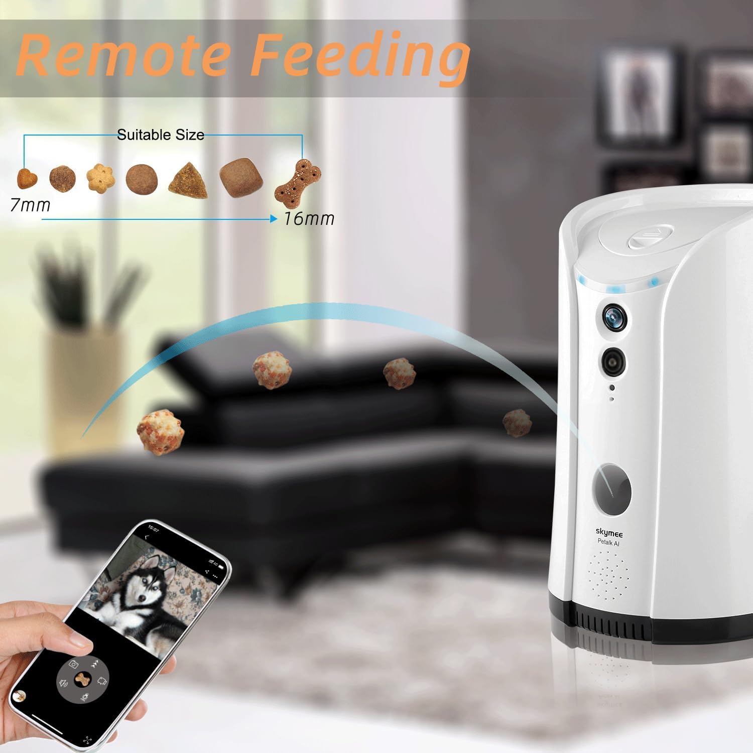 Dog Camera Treat Dispenser with Two-Way Audio and Night