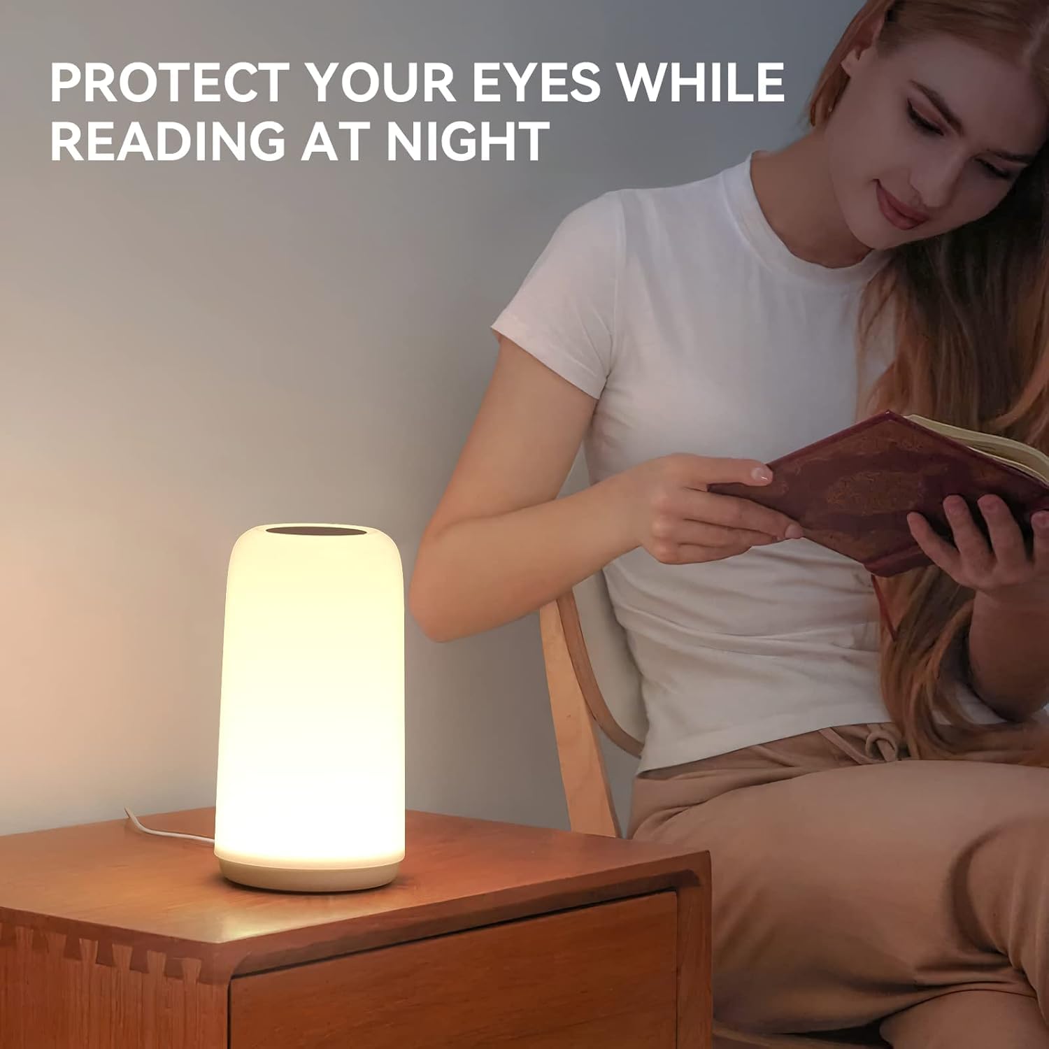 Schlanke RGB Touch Nachttischlampe mit dimmbarem Licht