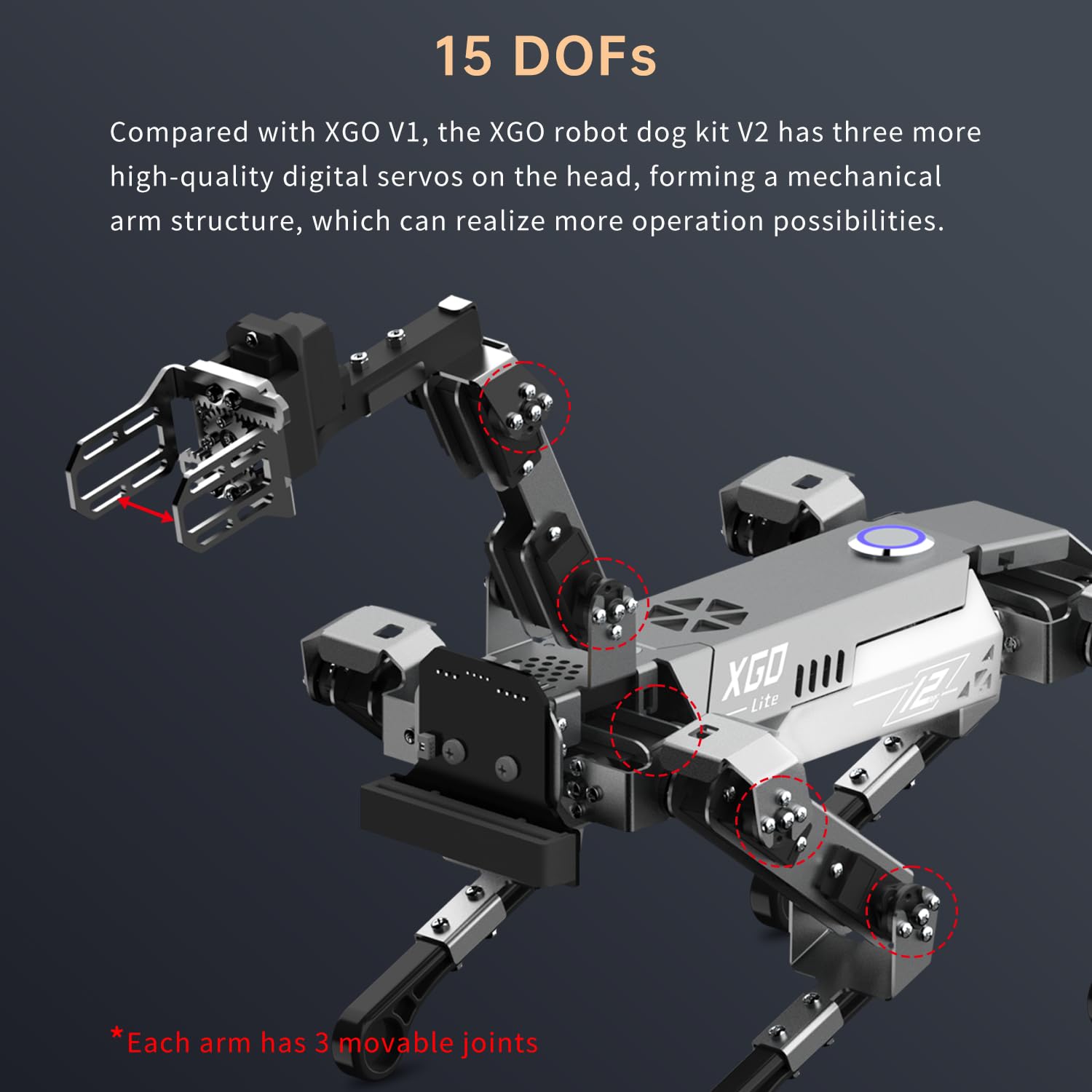 Kit Chien Robotique Bionique 15DOF en Métal avec Bras