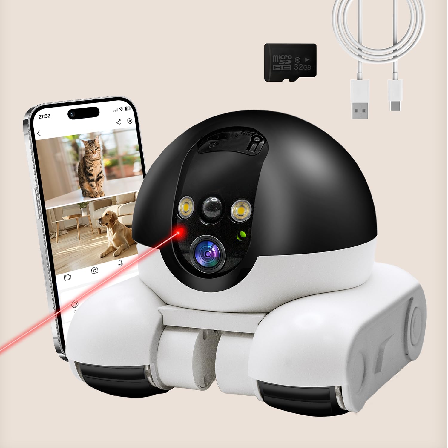 DreamBee 1080P Dual Lens Bewegliche Roboter-Sicherheitskamera