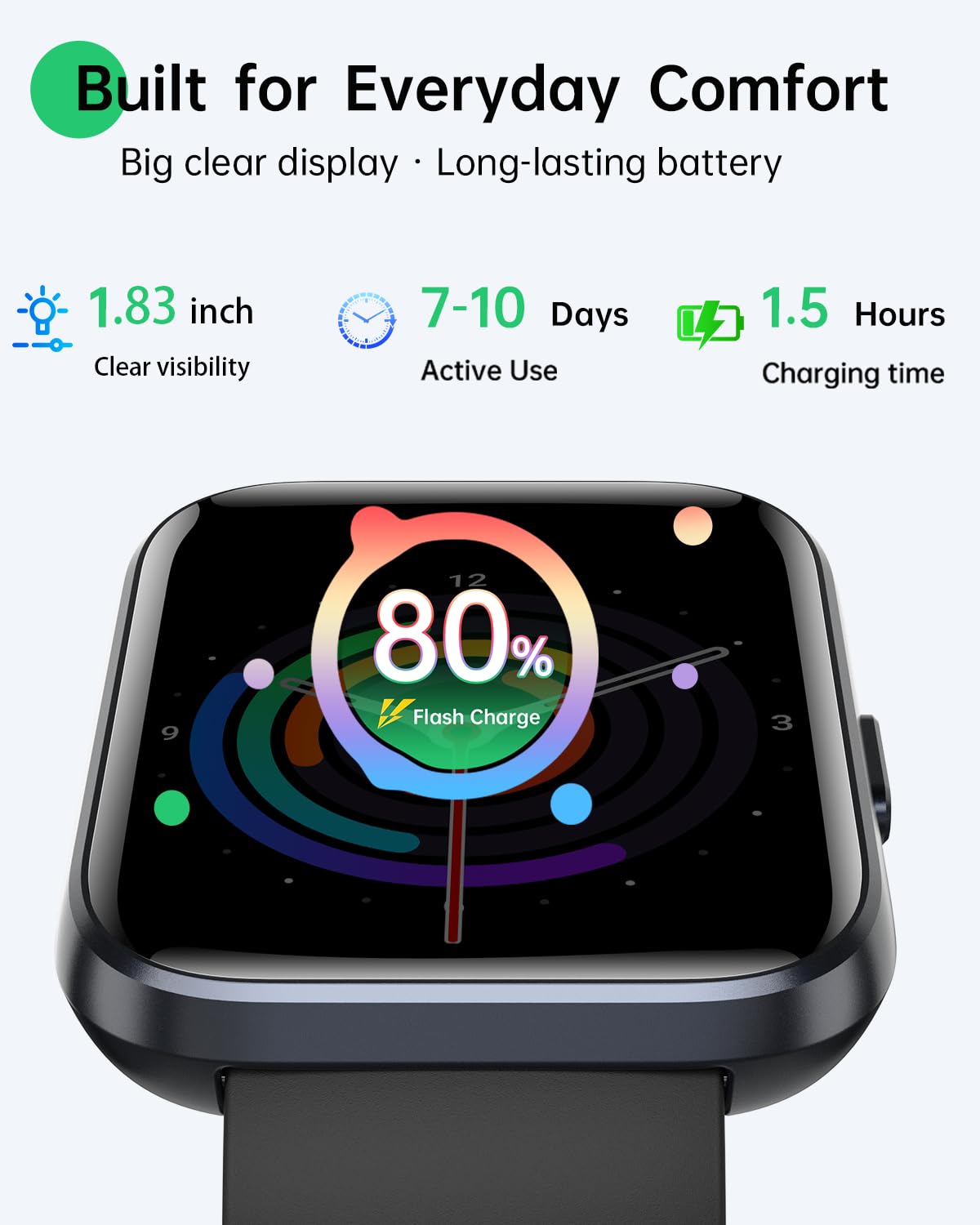 Smart Watches for Women Men, 1.83" HD Alexa Smart Watch for Android & iPhones (Calls/SMS/Reminders), Fitness Watch with Heart Rate Monitor, Sleep/Step Count Tracker, 120+ Sport Modes Pedometer Watch