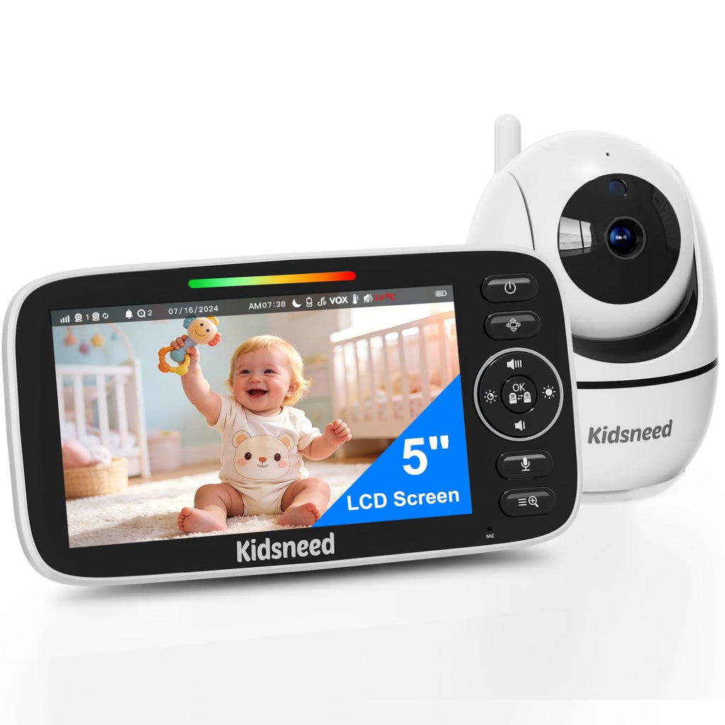 5'' Video Baby Monitor | No WiFi, 48H Battery, Pan-Tilt-Zoom & Night Vision