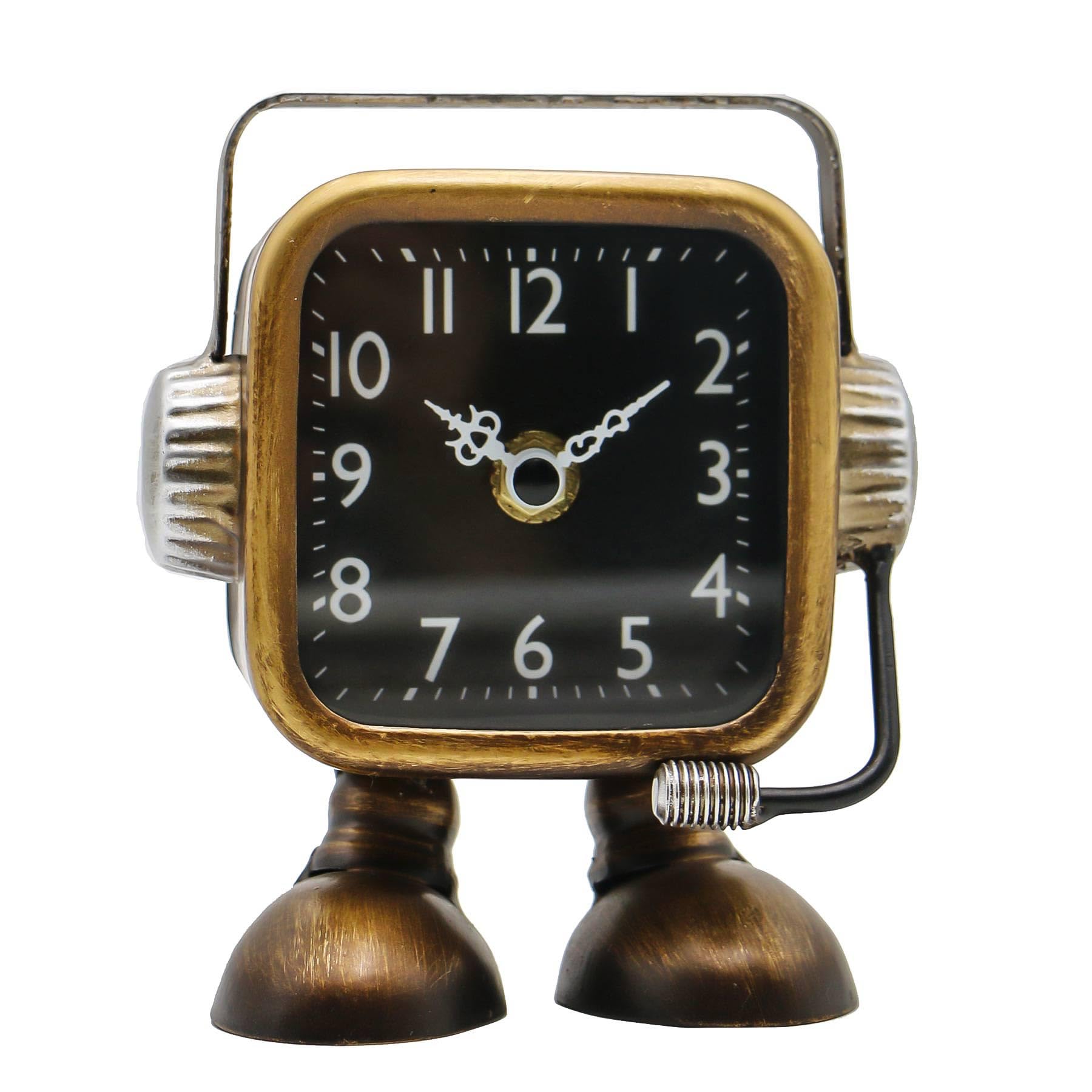 Retro Steampunk Roboter Tischuhr Industrieller Schreibtisch Regal Dekorativ