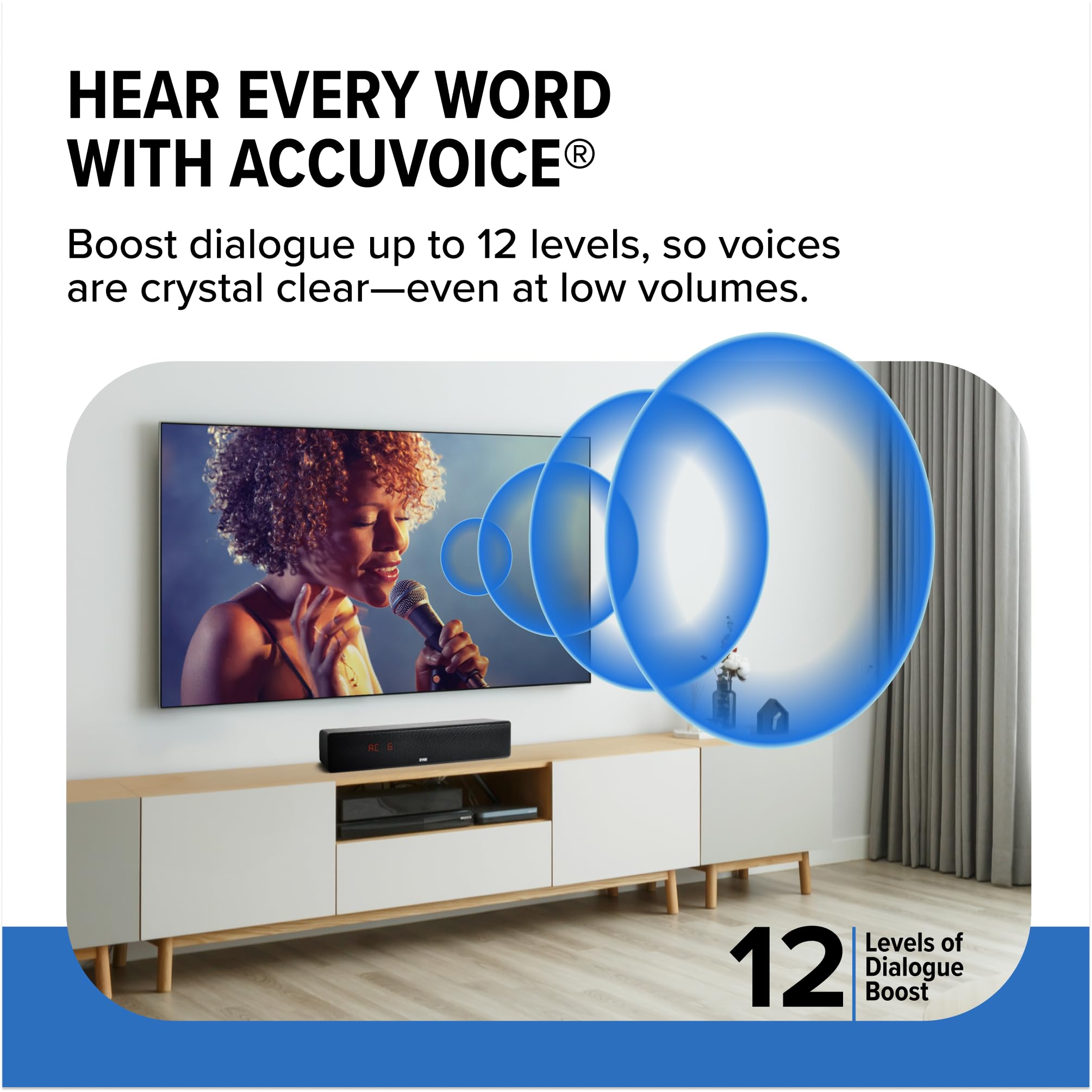 ZVOX Dialogue Clarifying Sound Bar with Hearing Tech