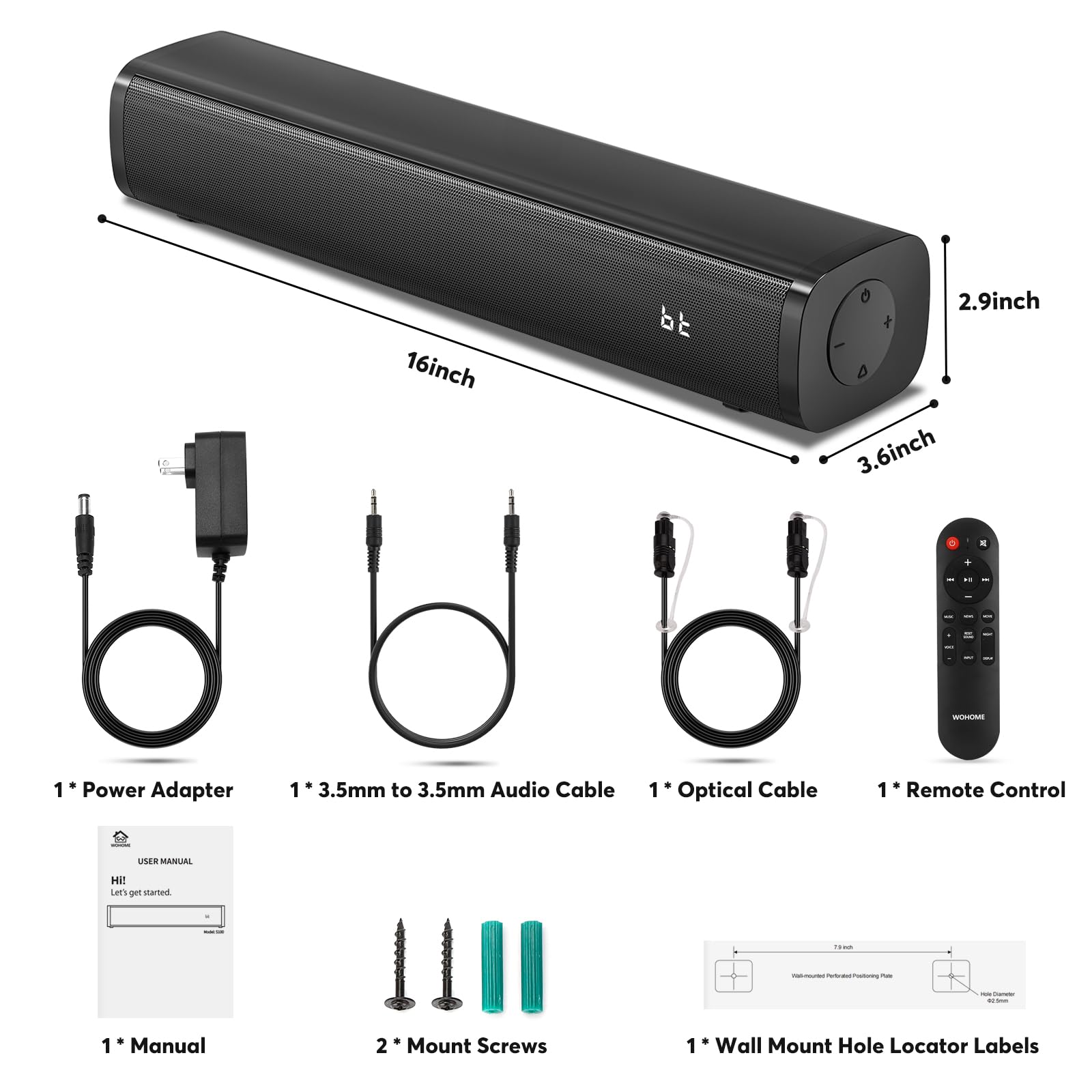 Compact TV Sound Bar with Deep Bass & Voice