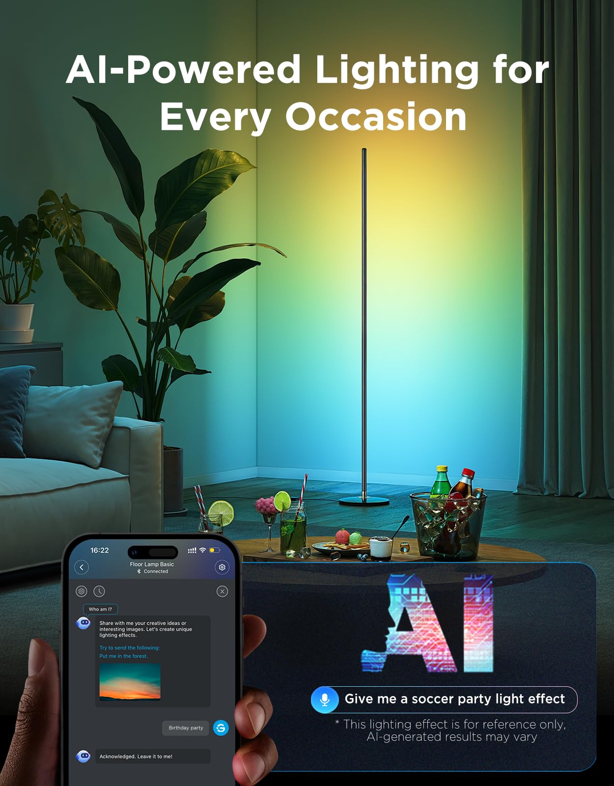 Smart RGBIC Corner Floor Lamp with App Control 1000lm