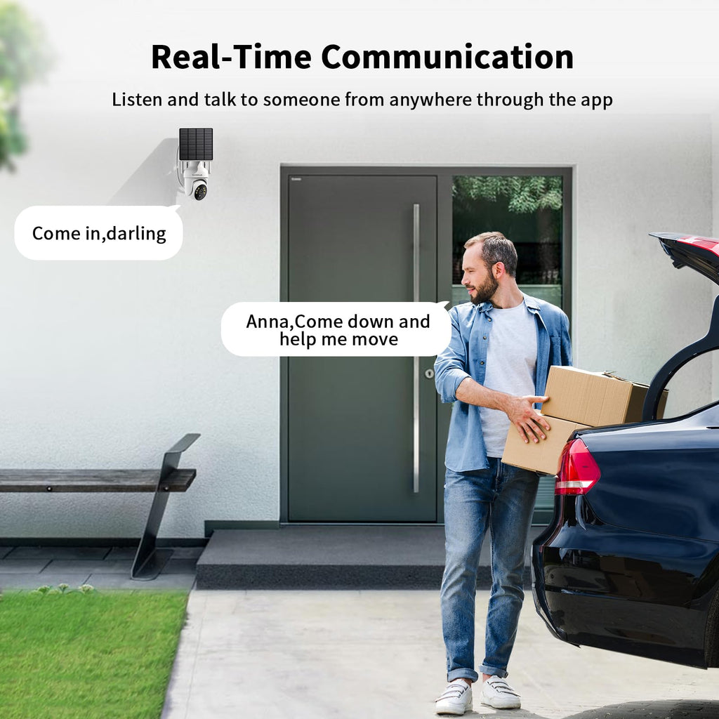 Telecamere di Sicurezza Esterna Wireless Solari 2K 2 Pezzi