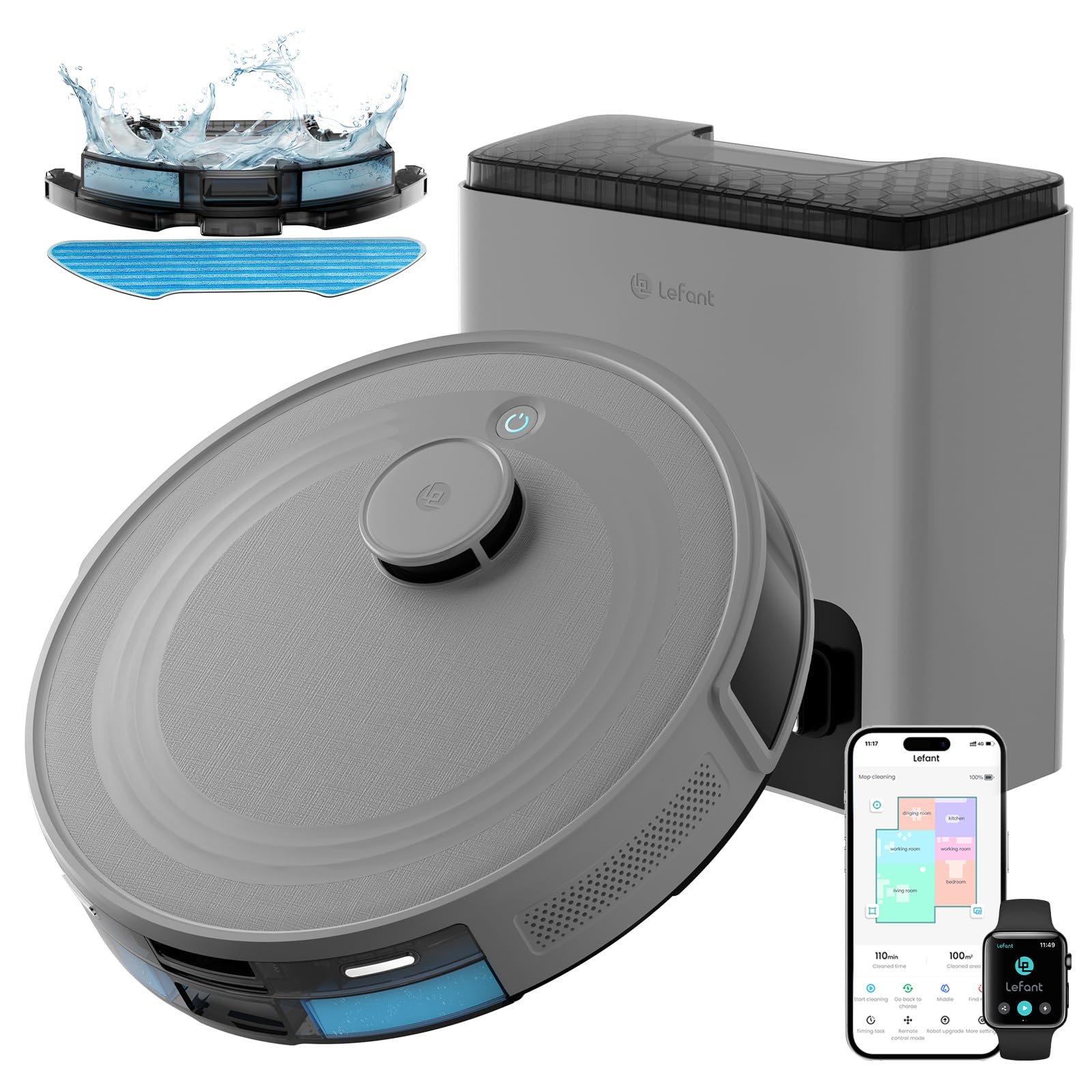 Lefant LiDAR Robot Vacuum and Mop Combo with Self-Emptying Base
