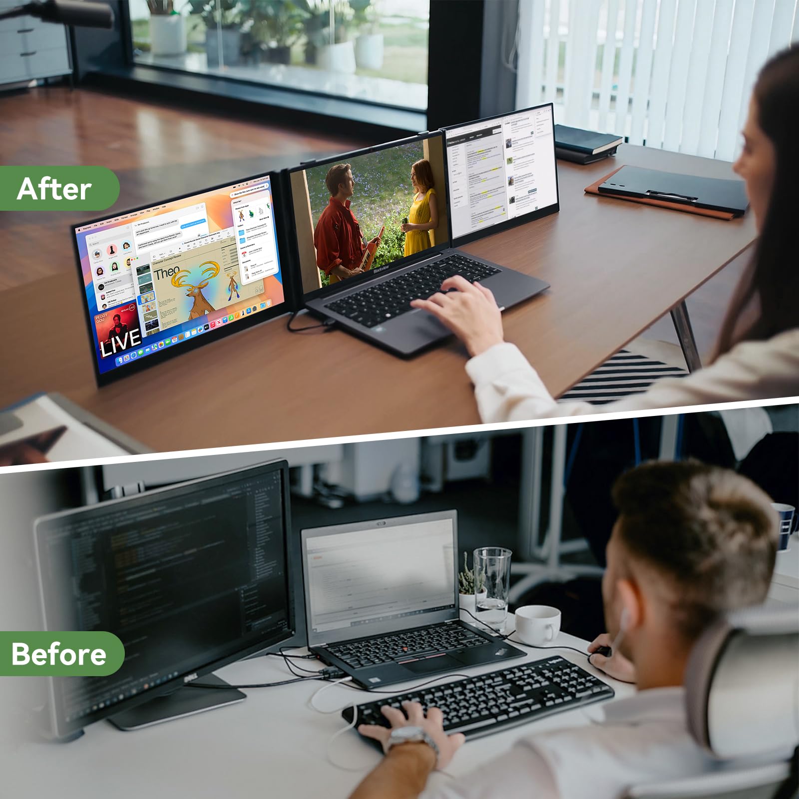 15.6" Triple Laptop Screen Extender DCM8