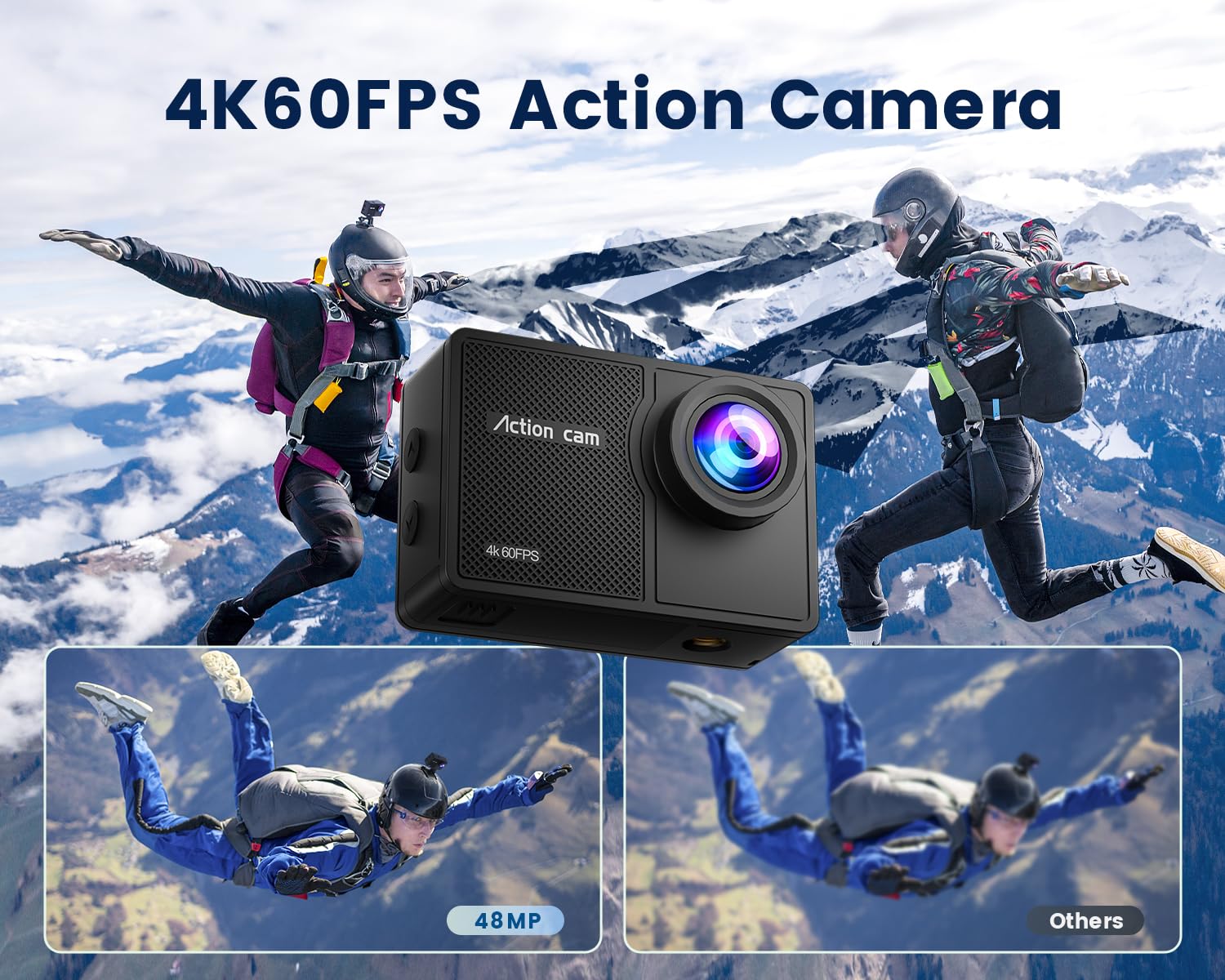 4K 60FPS Waterproof Action Camera with 64GB Card