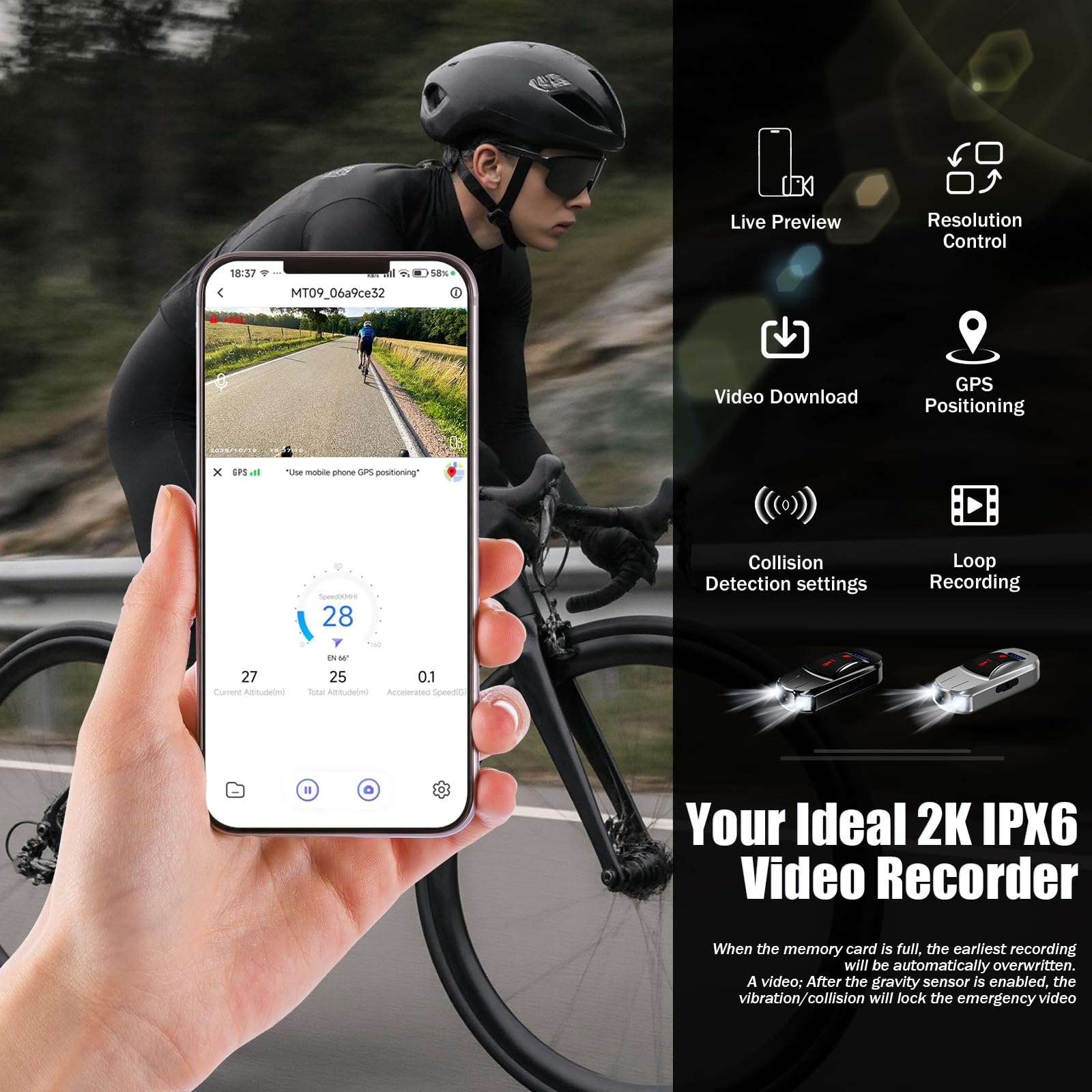 Mini Thumb Action Camera - IPX6 Waterproof POV Camera for Cycling & Vlogging