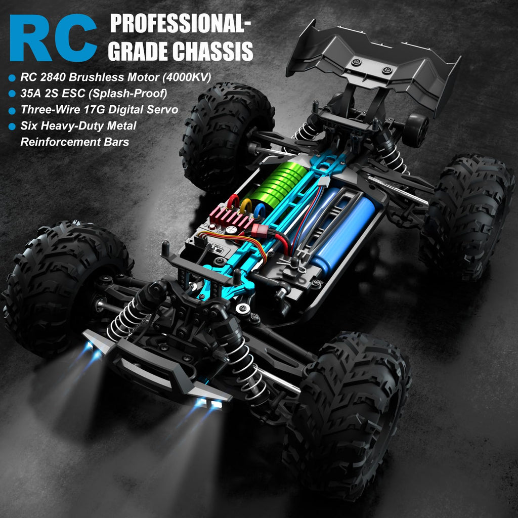 1:16 Ölçülü 50+ MPH Fırçasız RC Off-Road Monster Truck