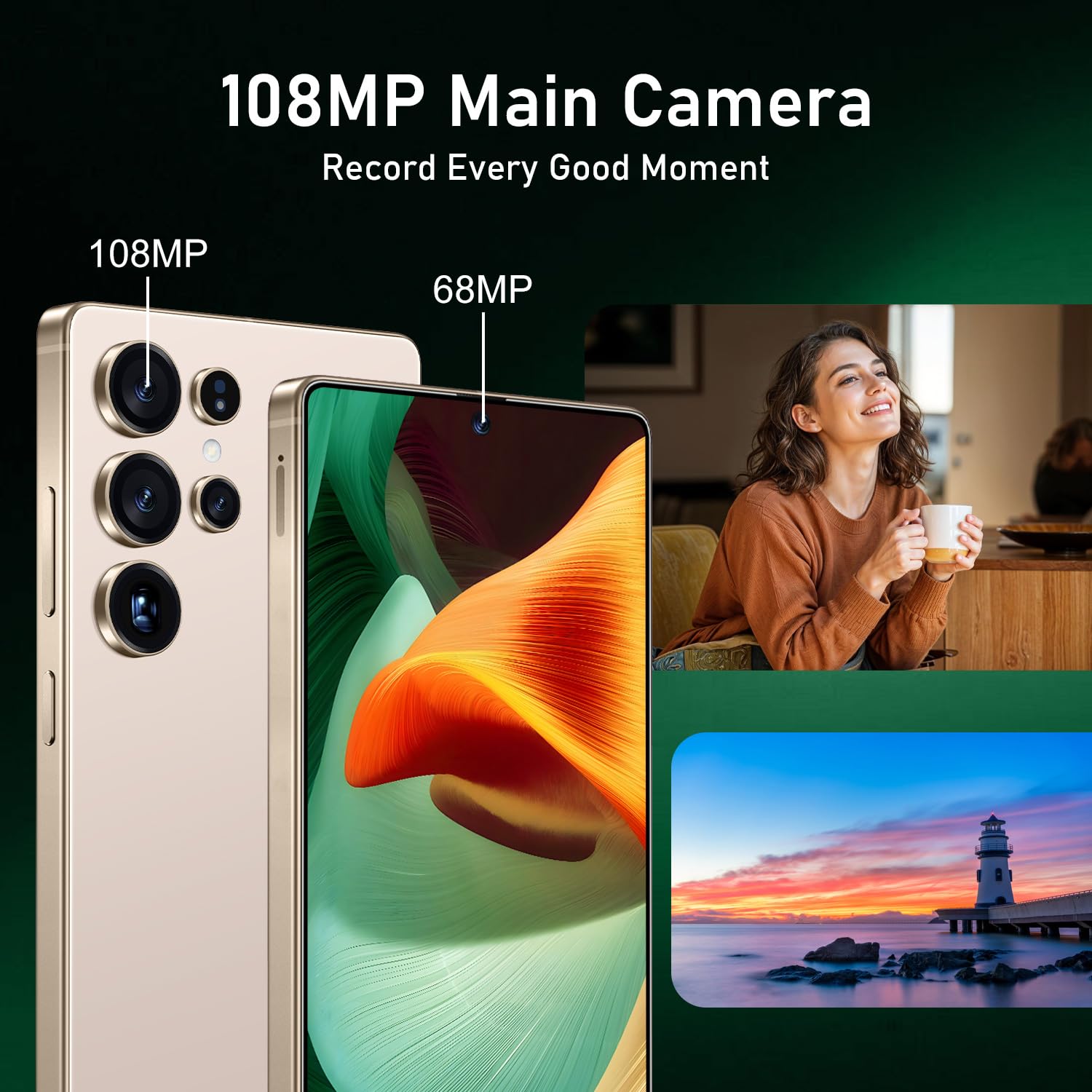 UIOUOR I25 Ultra: 6.99" FHD+ Android 14 Smartphone | 12GB+512GB | 108MP+68MP Camera | 7000mAh Battery | Built-in Stylus Pen | Blazing Fast Performance (Desert Titanium)