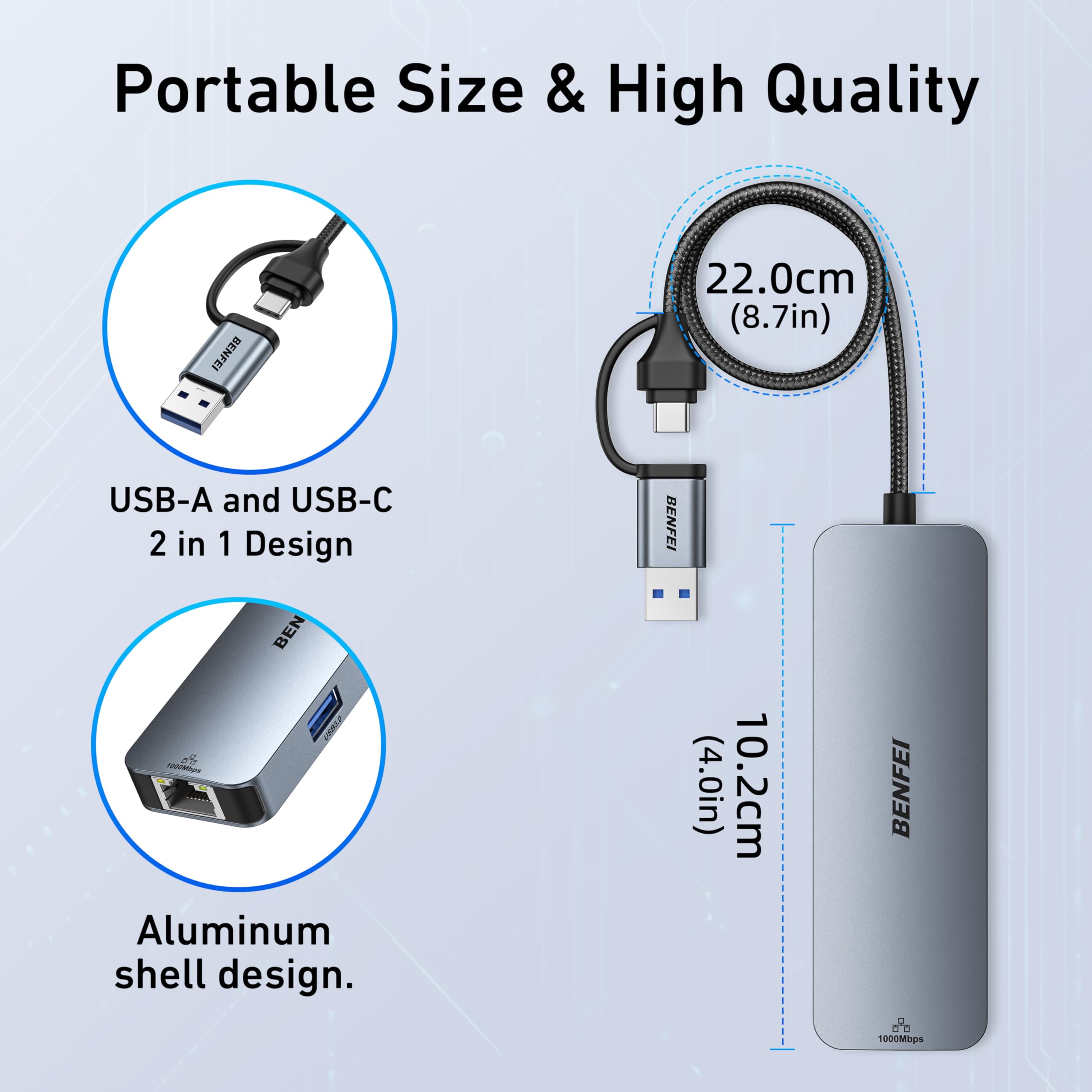 Adaptador Ethernet Gigabit USB-C con Hub USB 3.0 de