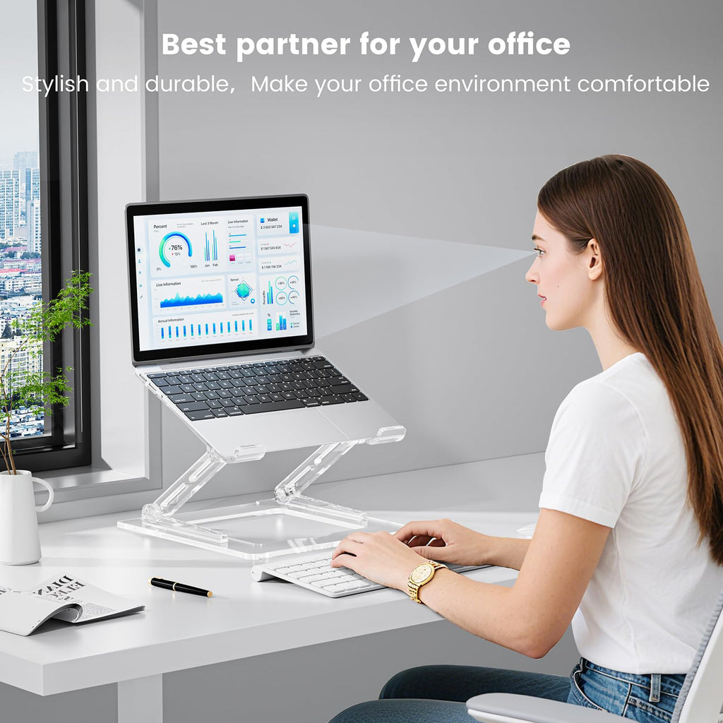 Soporte Ergonómico Ajustable para Portátil de Acrílico F120Y