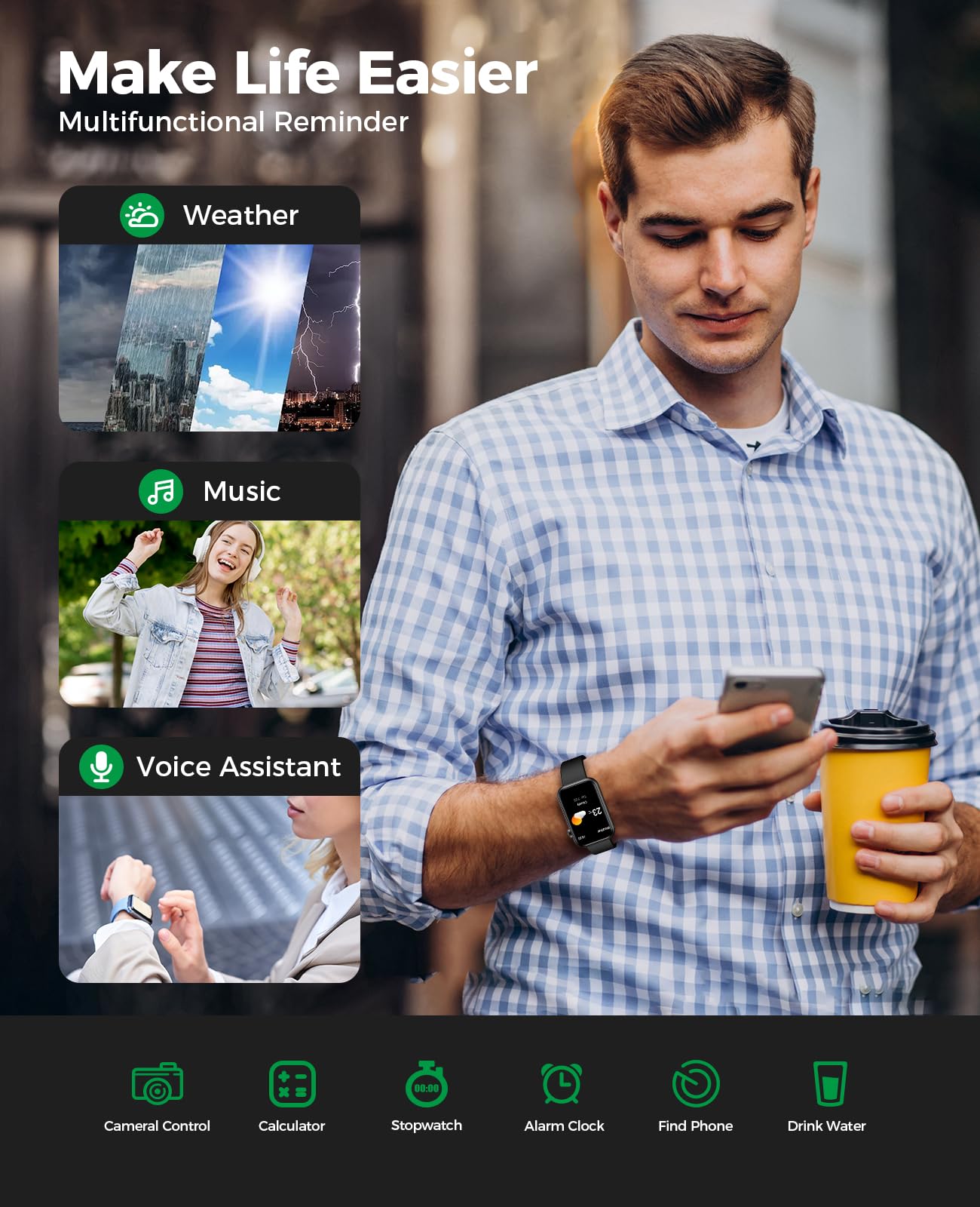 Smart Watch Fitness Tracker (Answer/Make Call), 24/7 Heart Rate Spo2 Blood Pressure Monitor Sleep Tracker, 114 Sports Modes Pedometer Calorie Step Tracker, Waterproof Activity Tracker for Women Men