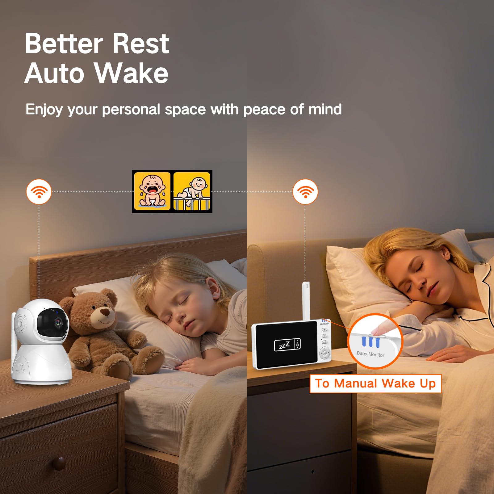 AnKeKe Video Baby Monitor with Camera and Audio,720P 5" HD Wireless No WiFi, 2-Way Talk,Voice Motion Detection, 8 Lullabies, 1000ft Long Range, Night Vision, Temperature & Feeding Alarm, 355° PTZ