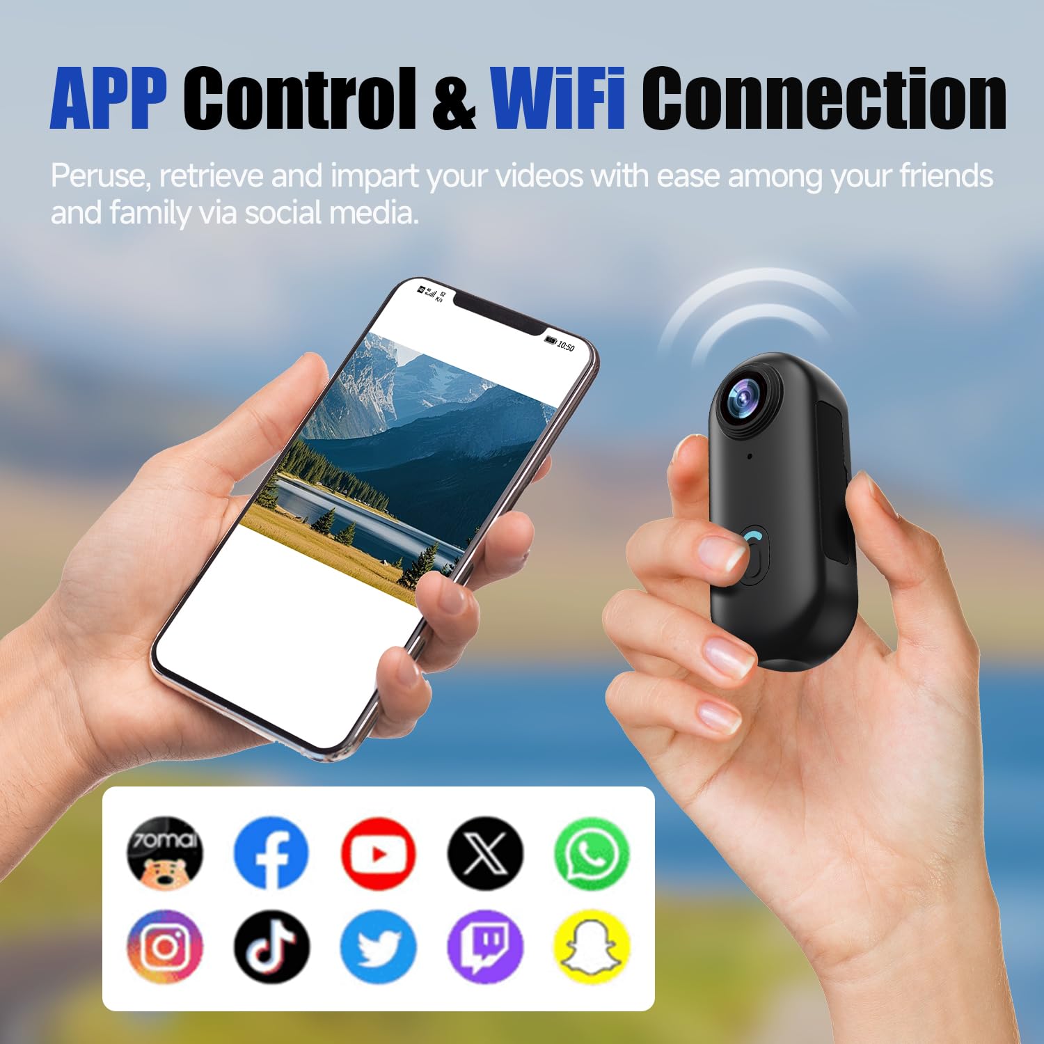 4K WIFI POV Action Body Camera 64GB, Thumb Size Mini Bodycam, Waterproof Magnetic Wearable Hand-free Portable Sports Action Cameras, Snapcam Mount Anywhere for Cycling, Skiing, Swimming, Walking