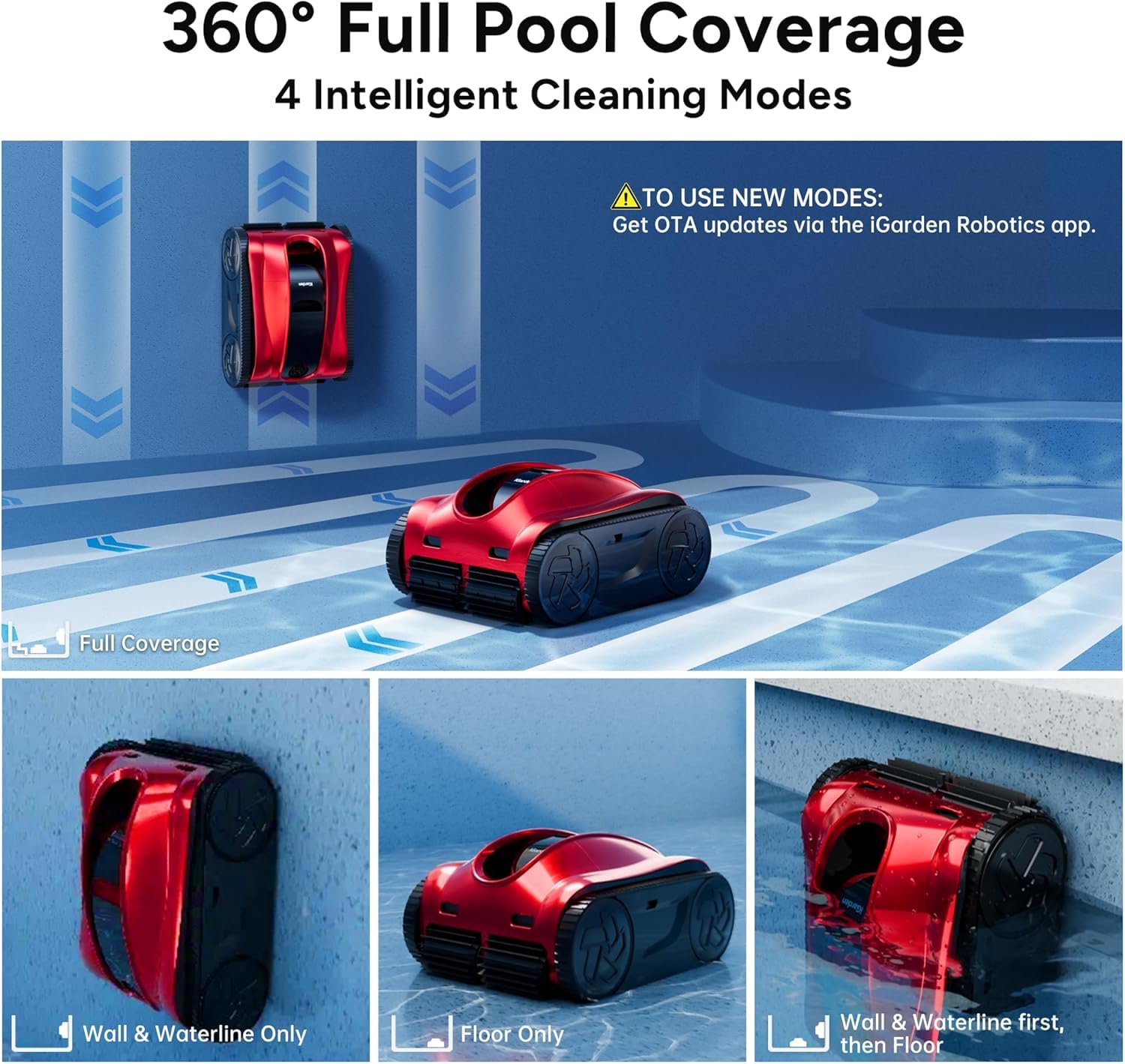 (2026 Upgrade) iGarden Pool Cleaner K Pro, 10H Runtime, Cordless Robotic Pool Vacuum for Inground Pools, 200% Turbo Suction, Smart Navigation, Touchscreen & APP, 4L Large Basket, Auto-Parking
