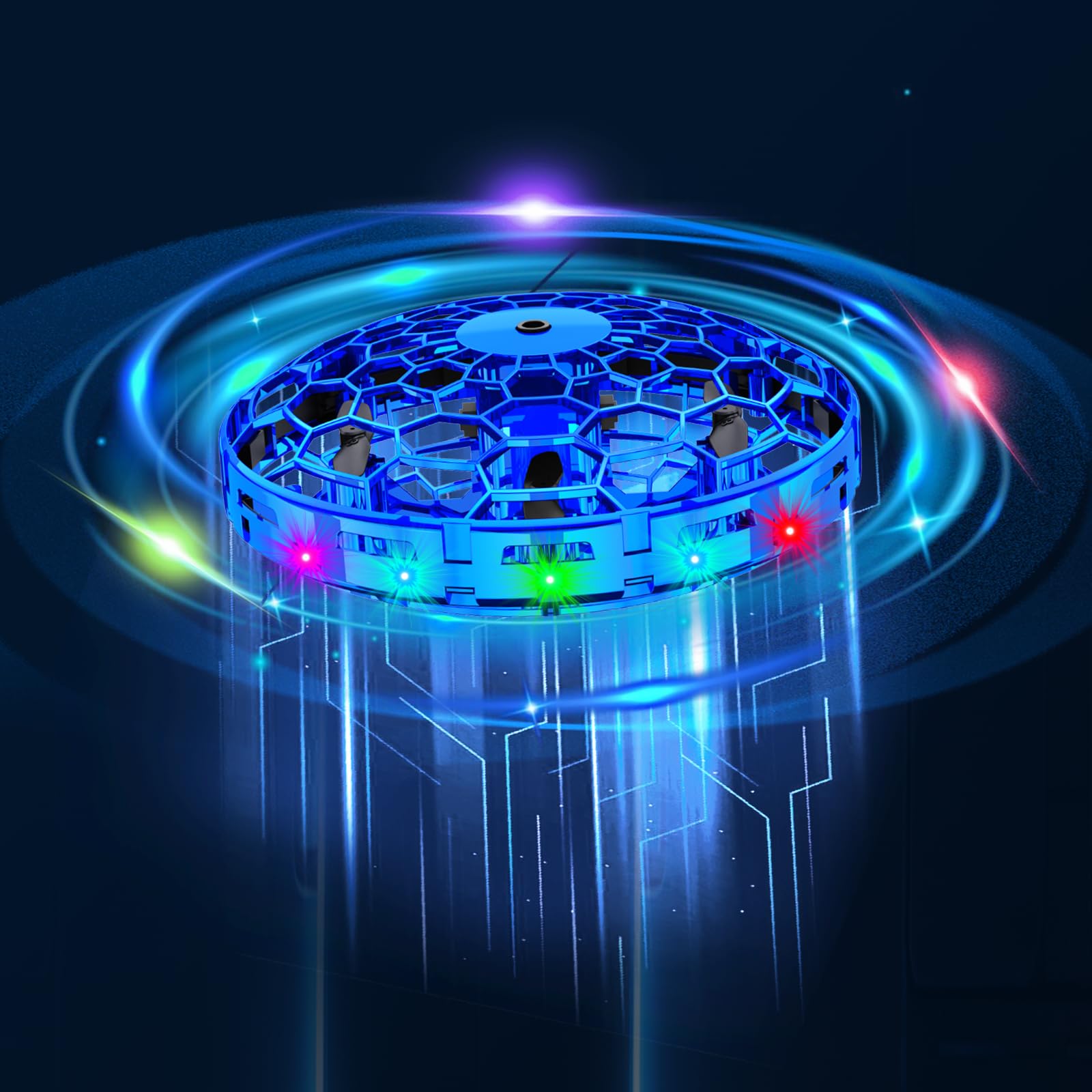 Mini Drone For Kids,Hand Operated Small Drone Indoors&Outdoor,Colorful Stunts Flying Ball Toy,Stem Toys For Children,Birthday And Christmas Gift For 6 7 8 9 10 11 12+ Year Old Boys Or Girls（Blue）