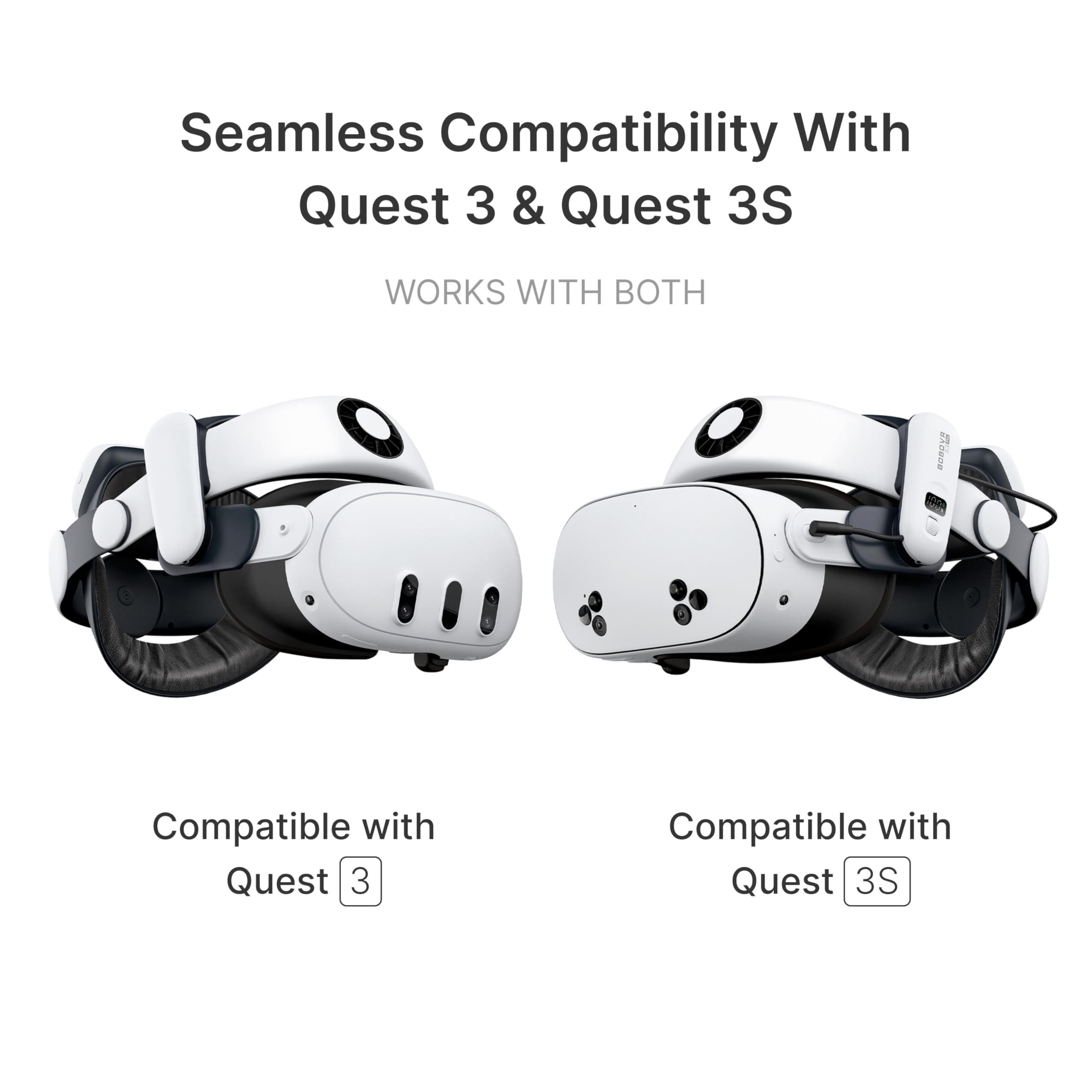 BOBOVR S3 Pro Battery Strap Accessories,Head Air Cooling System and 10000mah Hot-swappable Battery Pack,Compatible with Meta Quest 3/Quest 3S
