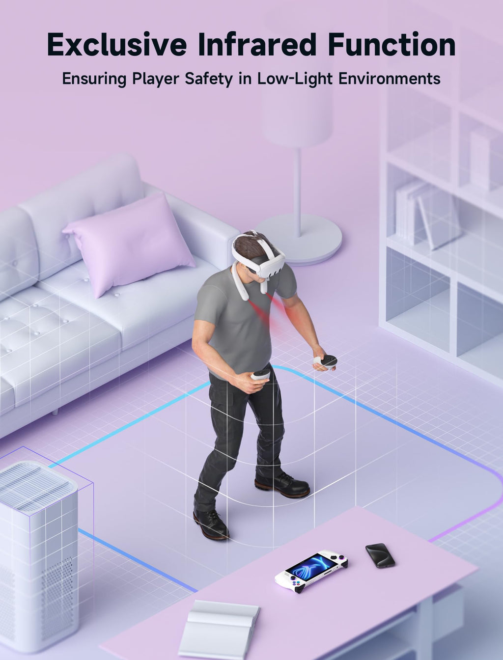 JSAUX Battery Pack for Oculus Quest 3 2, 10000mAh PD Fast Charger Infrared Function Battery Pack, VR Extend Power Accessories, Compatible with Oculus Quest 2, Meta Quest 3, Meta Quest 3S